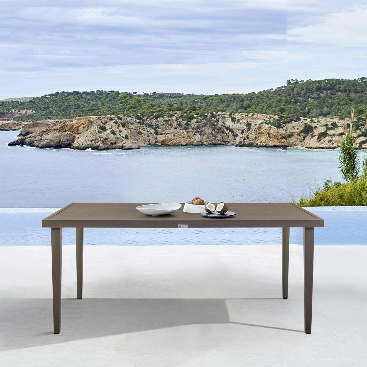 Grenada Outdoor Aluminum Gray Rectangle Dining Table By Armen Living - Image 2