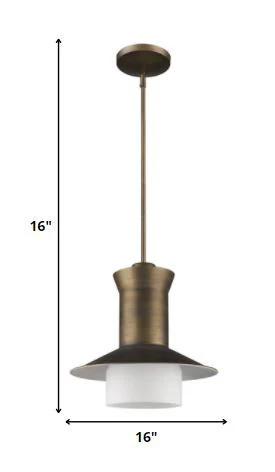 Greta 1-Light Raw Brass Pendant With Gloss White Interior And Etched Glass Shade By Homeroots - Image 5
