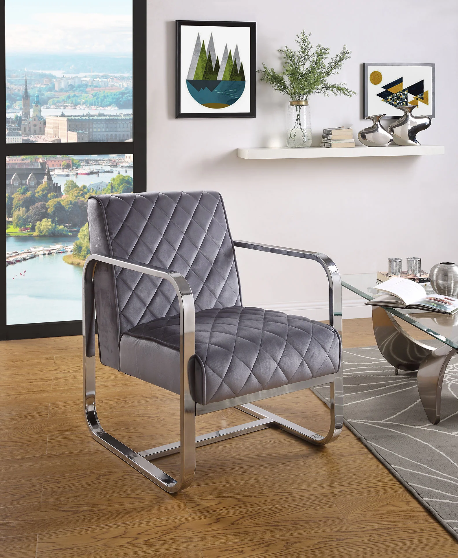 Grey Accent Chair By Homeroots - Image 3