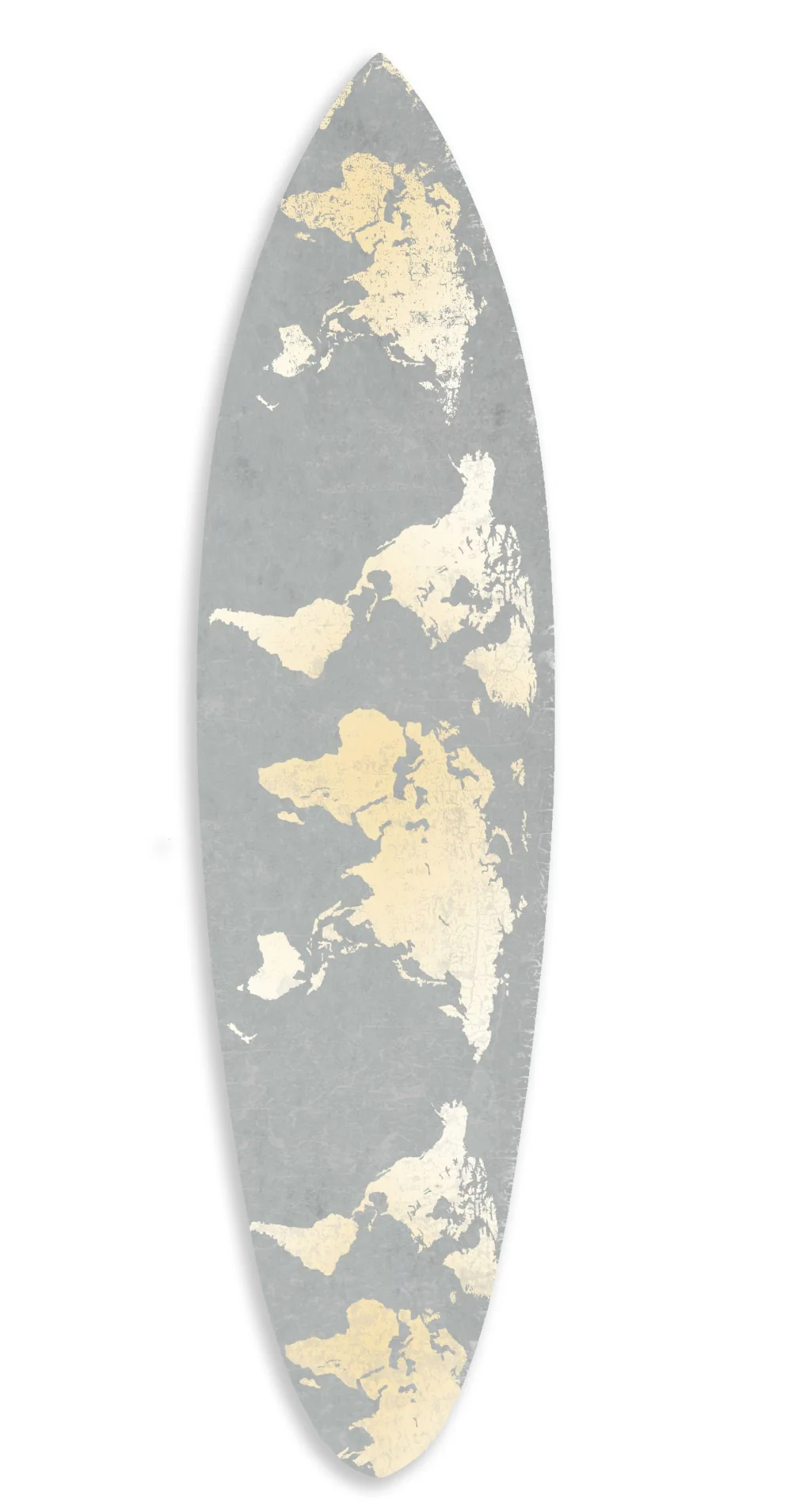 Grey and Gold World Map Surfboard Wall Art By Homeroots - Image 3