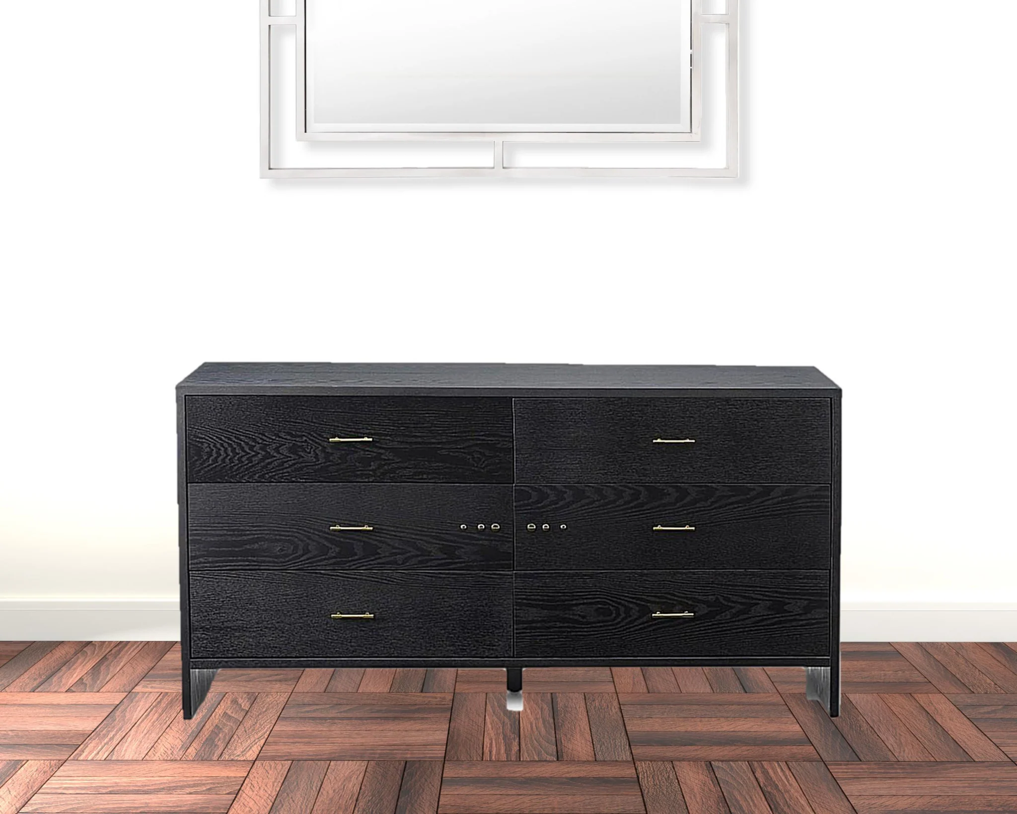 Grey Ash Manufactured Wood Six Drawer Double Dresser By Homeroots - Image 6