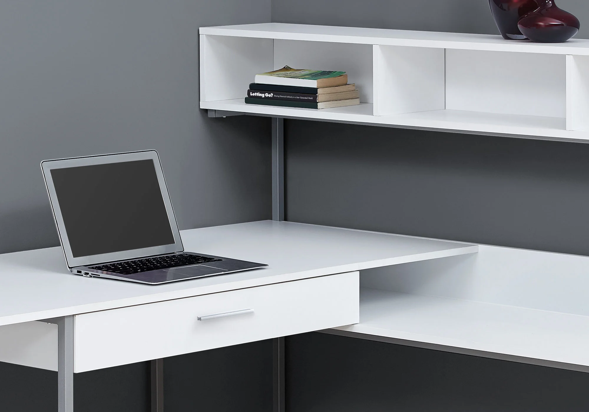 Grey Black Metal Corner Computer Desk By Homeroots - Image 10