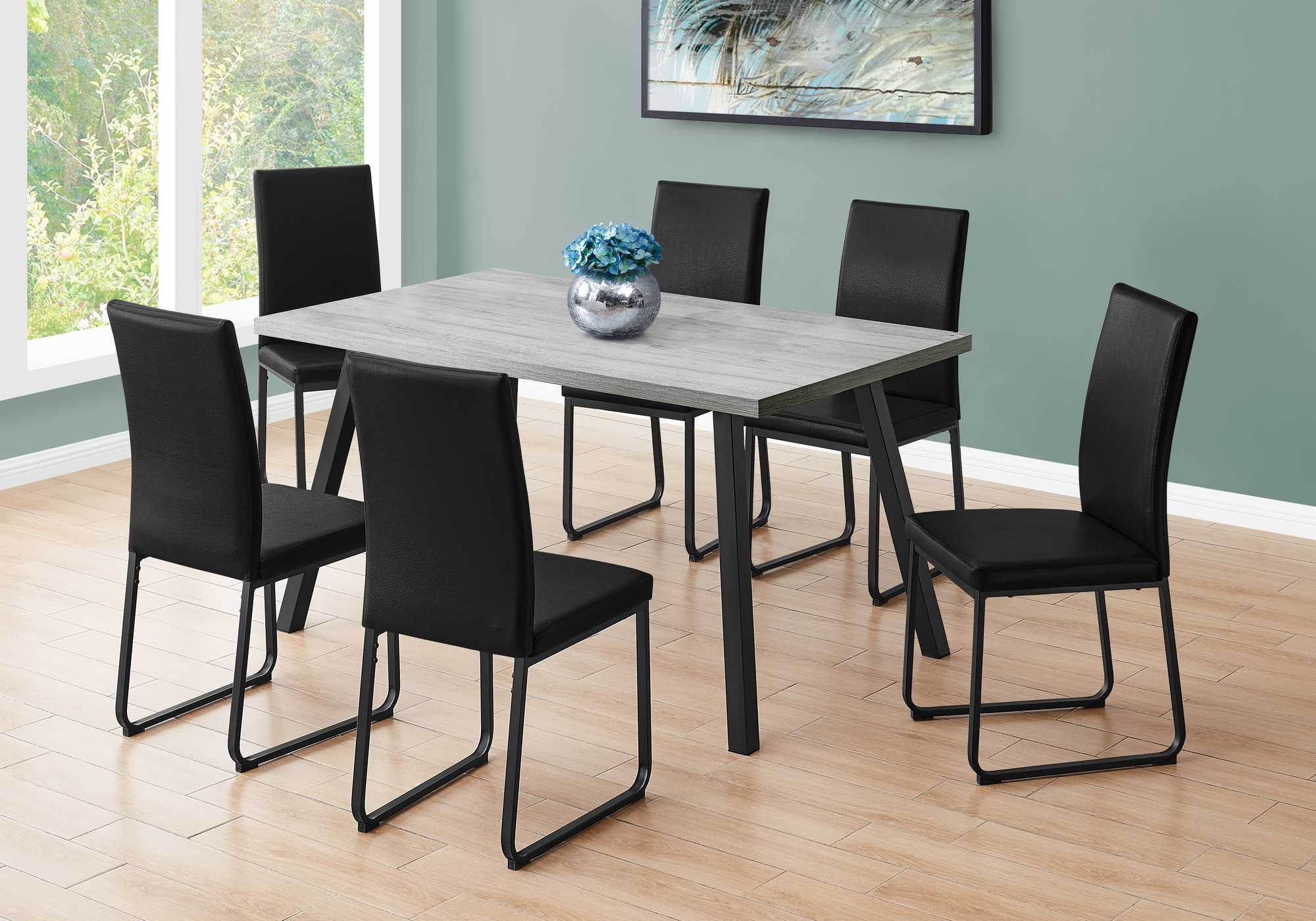 Grey Black Metal Dining Table By Homeroots - Image 3