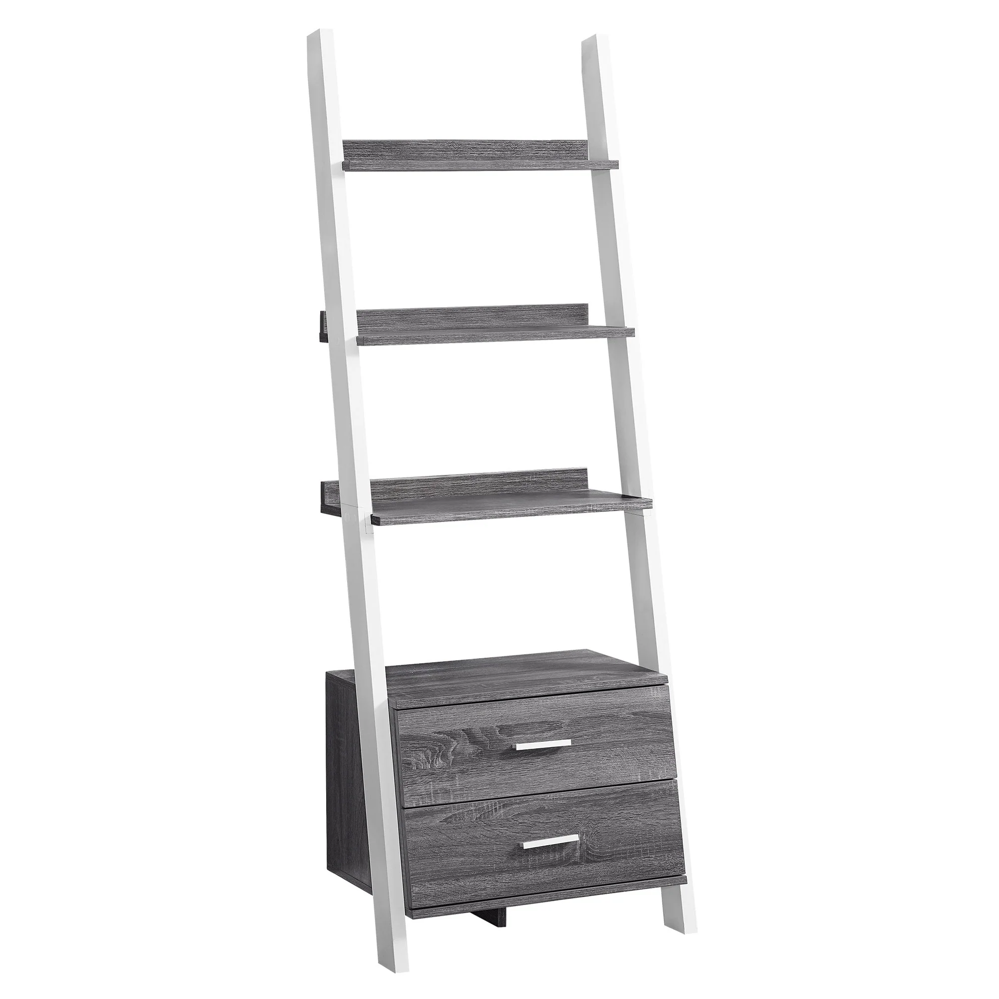 Grey Black Particle Board Hollow Core Bookcase with Storage Drawers By Homeroots - Image 6