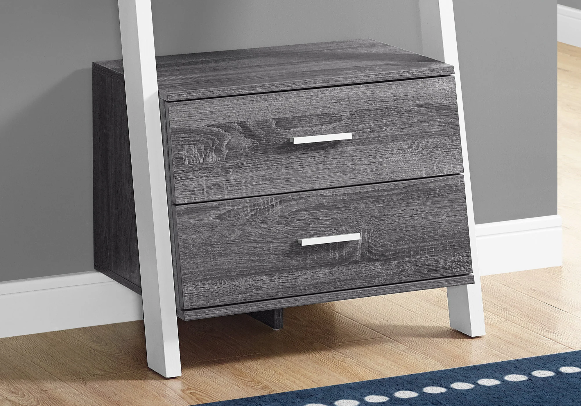 Grey Black Particle Board Hollow Core Bookcase with Storage Drawers By Homeroots - Image 7