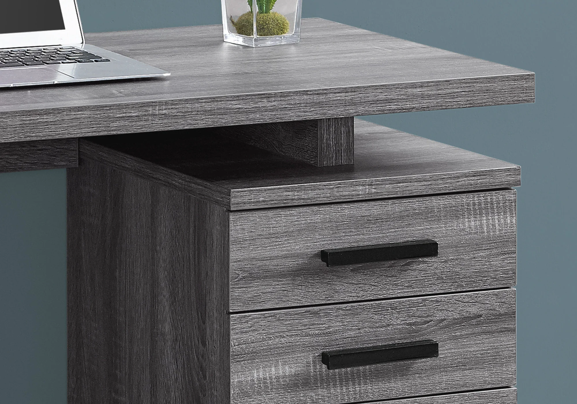 Grey Black Particle Board Hollow Core Computer Desk By Homeroots - Image 2