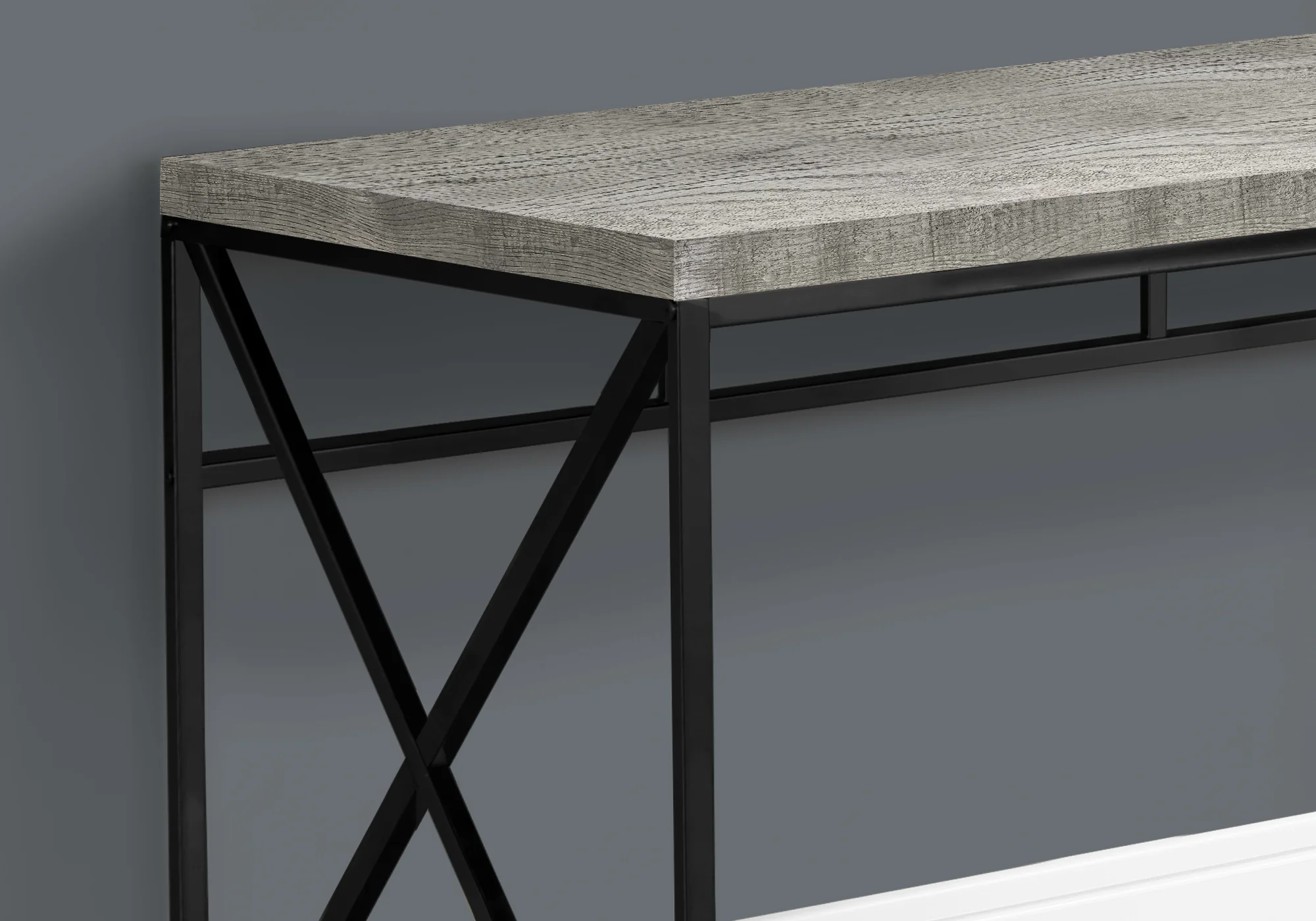 Grey Black Particle Board Metal Computer Desk By Homeroots - Image 2