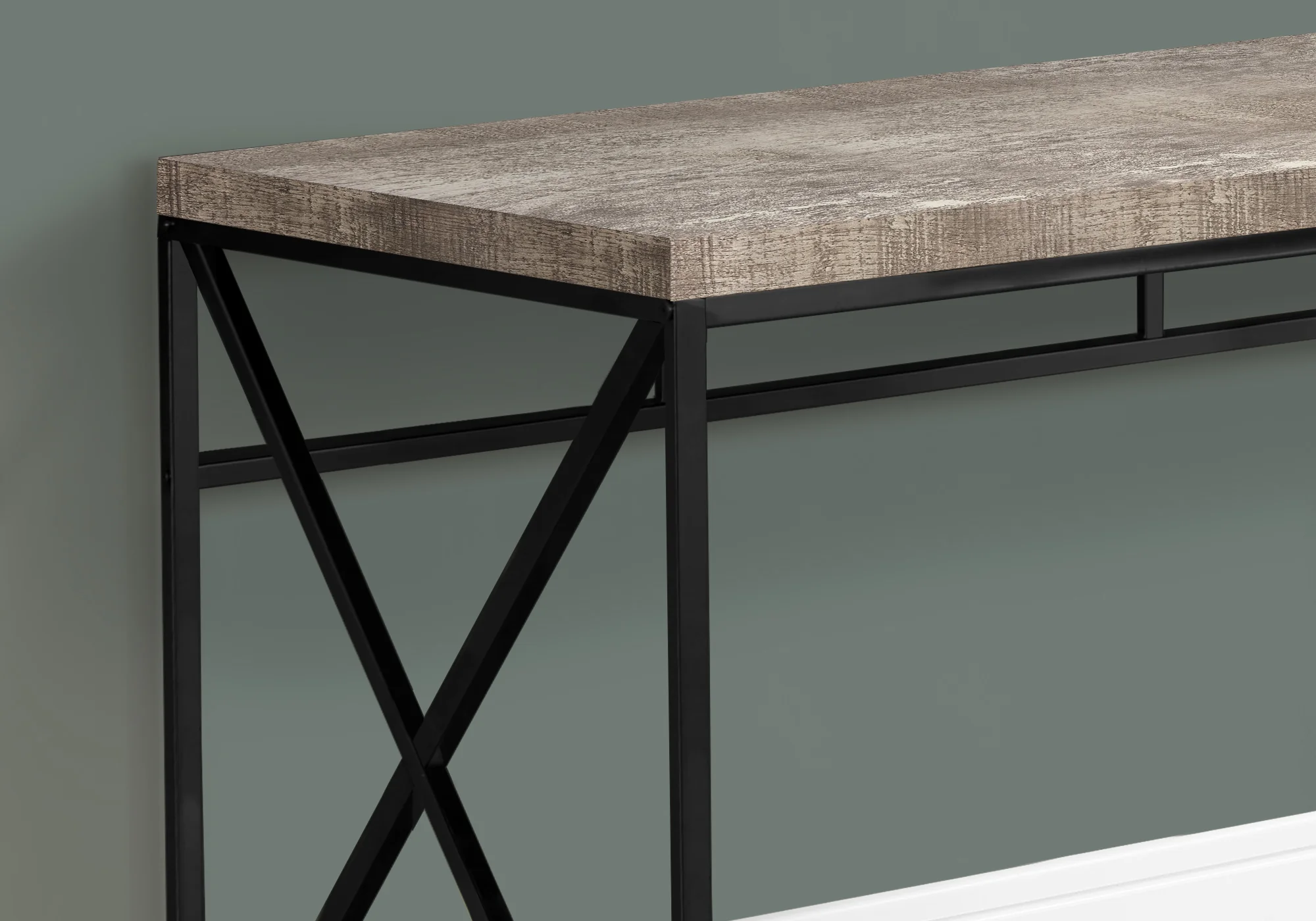 Grey Black Particle Board Metal Computer Desk By Homeroots - Image 6