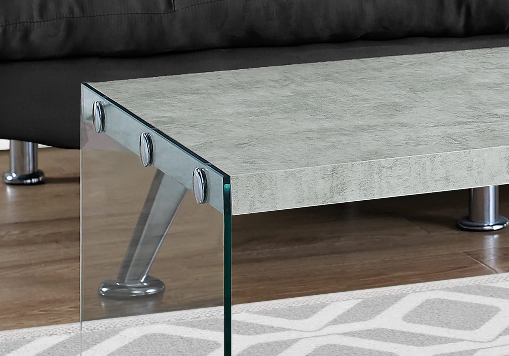 Grey Cement Tempered Glass Coffee Table By Homeroots - Image 2