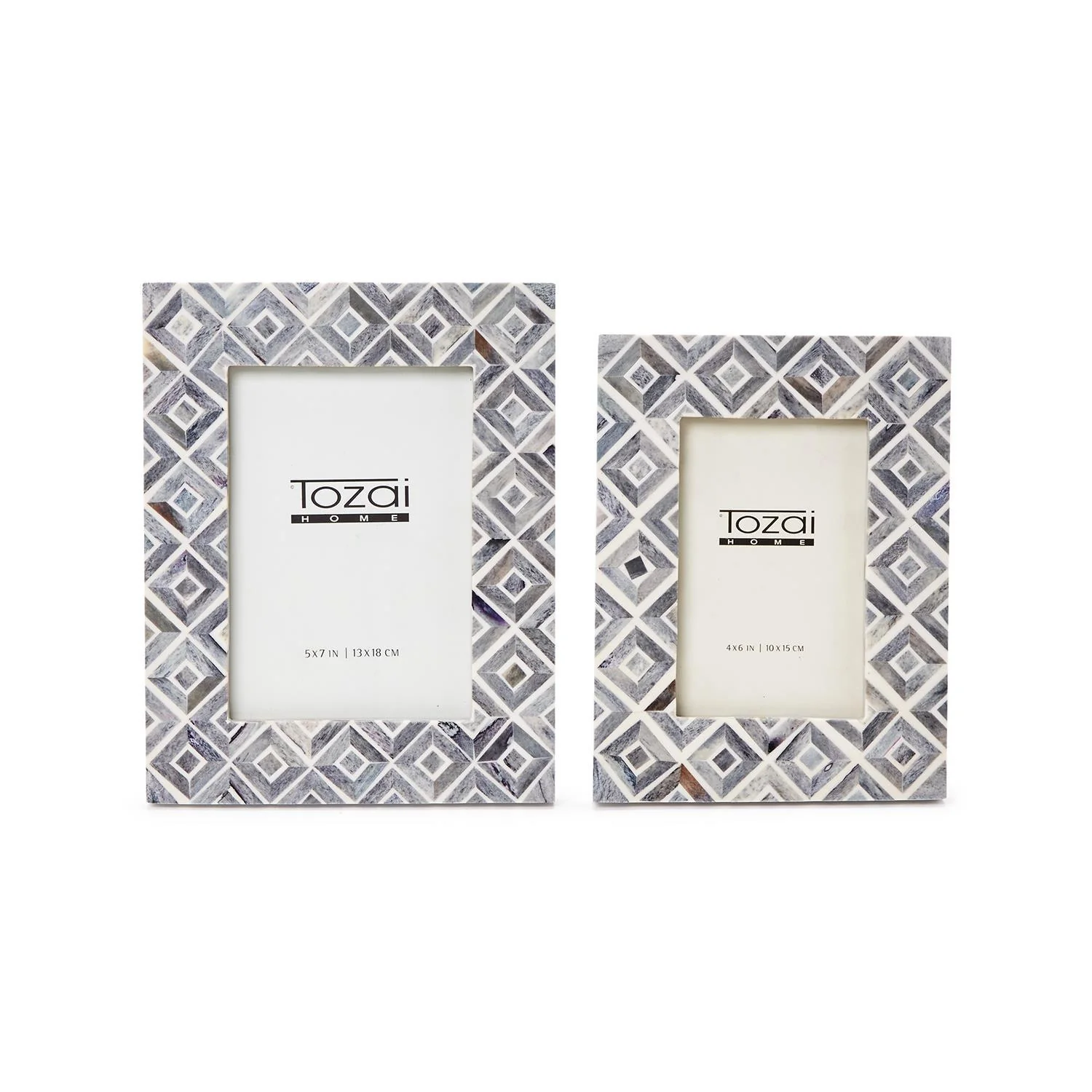 Grey Diamond Pattern Photo Frame Set Of 6 By Tozai Home - Image 2