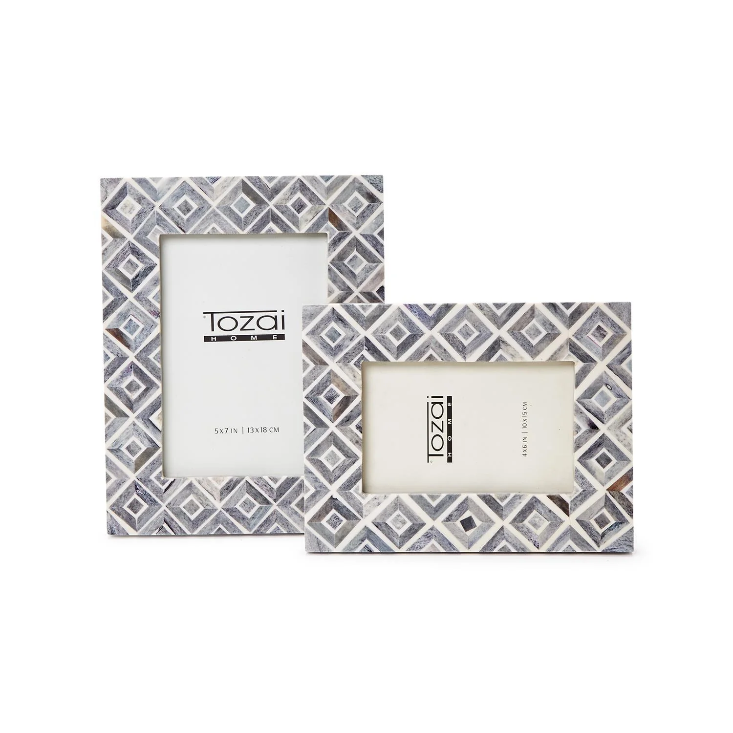 Grey Diamond Pattern Photo Frame Set Of 6 By Tozai Home - Image 3