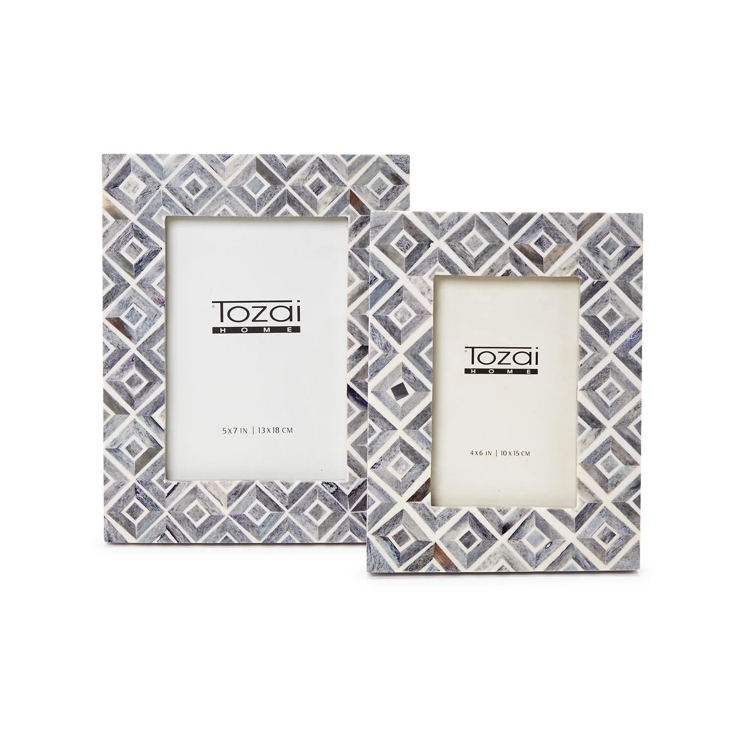 Grey Diamond Pattern Photo Frame Set Of 6 By Tozai Home - Image 4