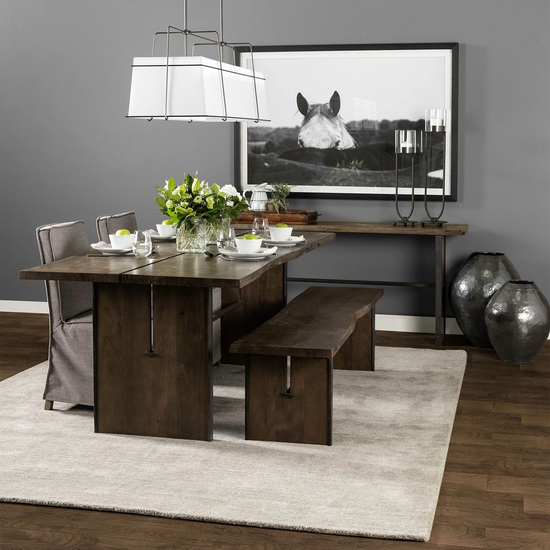 Grey Fabric Slip Cover With Brown Wooden Base Dining Chair By Homeroots - Image 2