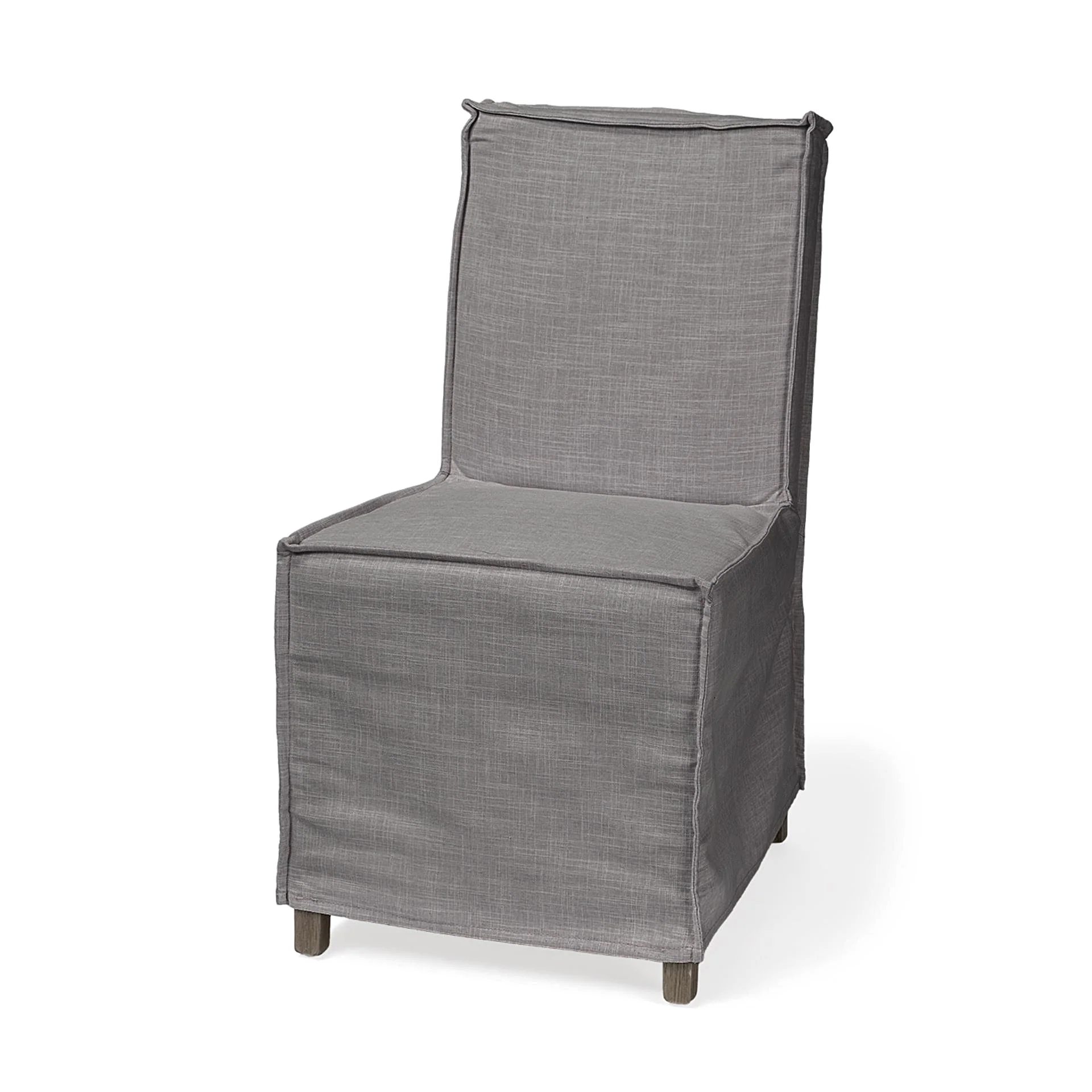 Grey Fabric Slip Cover With Brown Wooden Base Dining Chair By Homeroots - Image 3