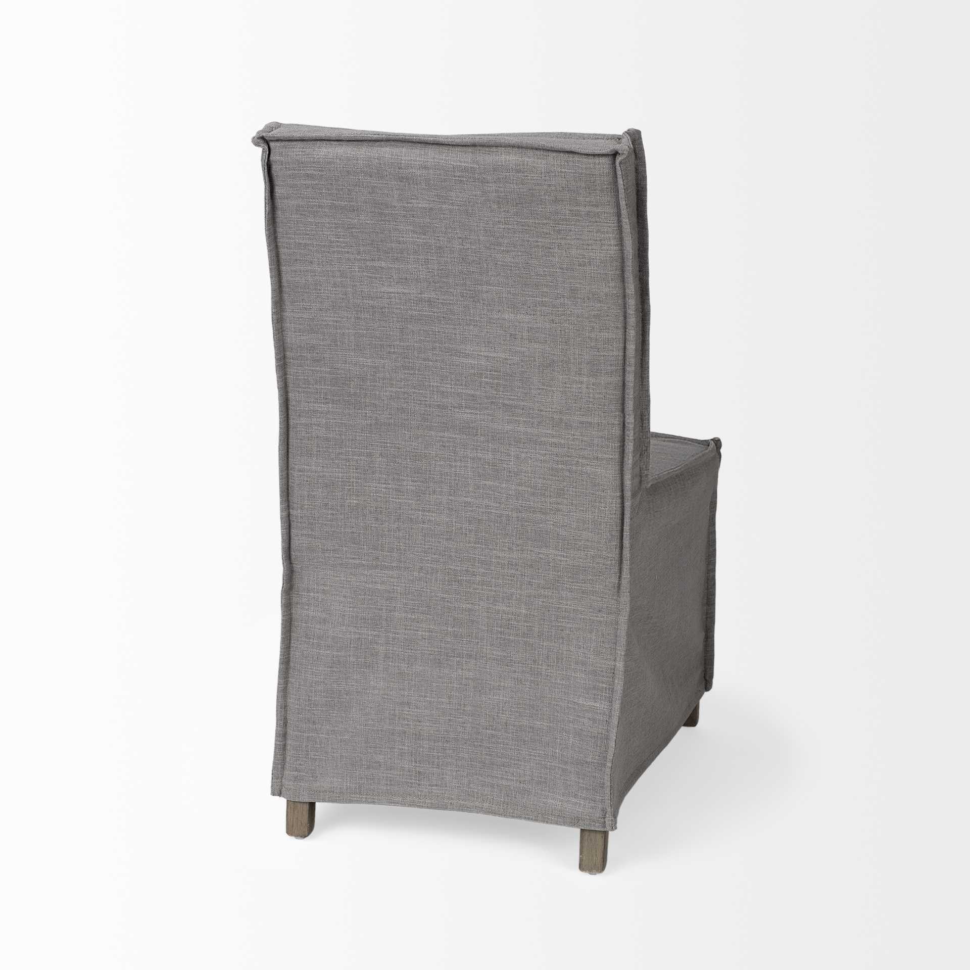 Grey Fabric Slip Cover With Brown Wooden Base Dining Chair By Homeroots - Image 7