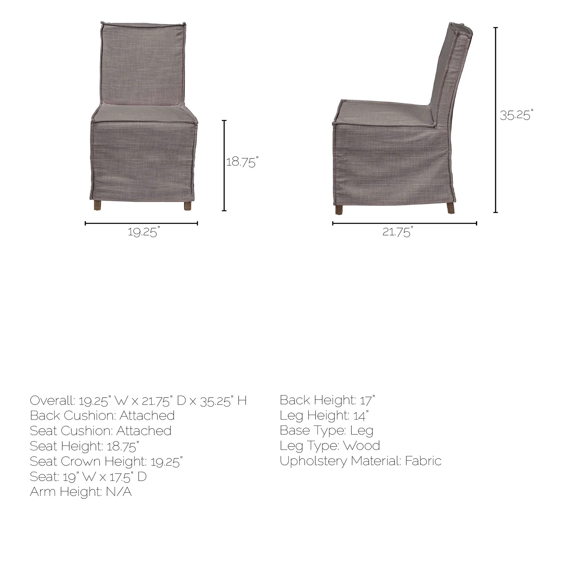 Grey Fabric Slip Cover With Brown Wooden Base Dining Chair By Homeroots - Image 9
