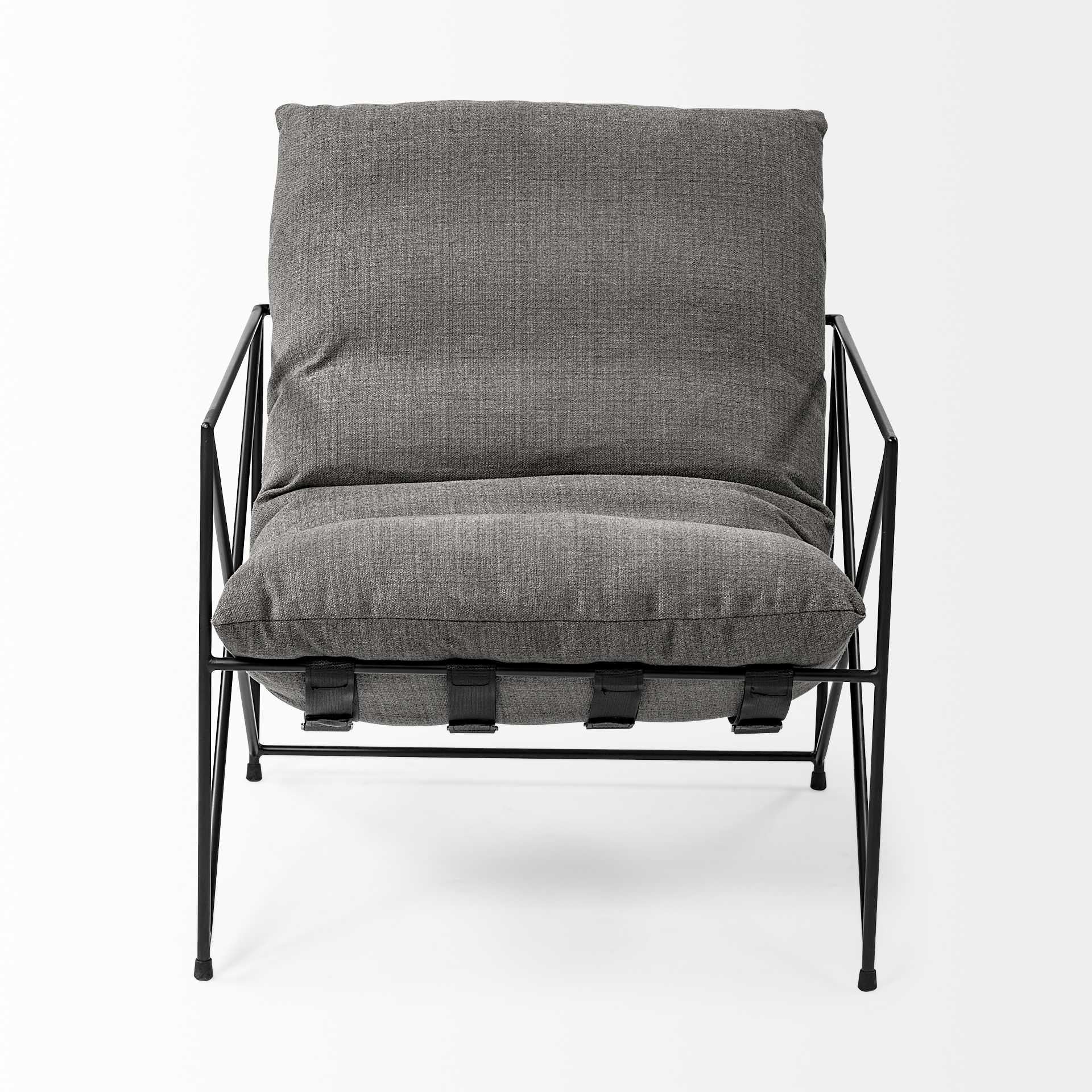 Grey Fabric Wrap Accent Chair with Black Metal Frame By Homeroots - Image 3