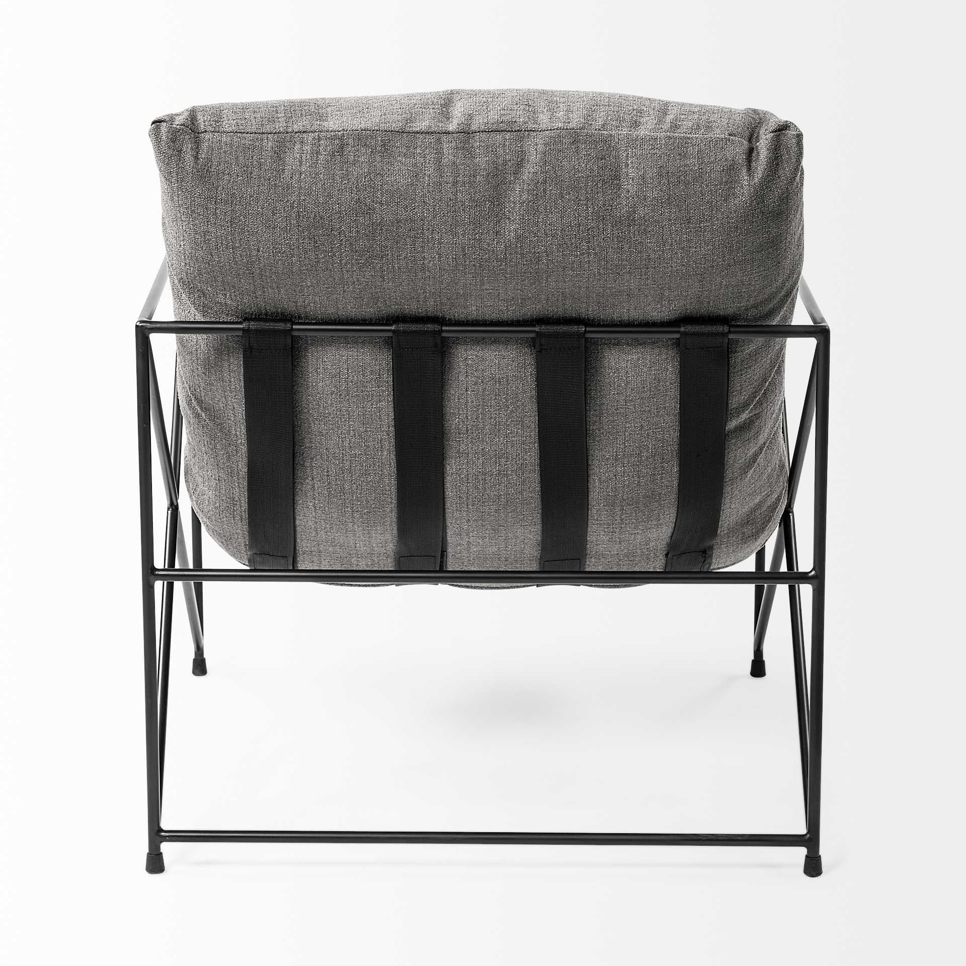 Grey Fabric Wrap Accent Chair with Black Metal Frame By Homeroots - Image 5
