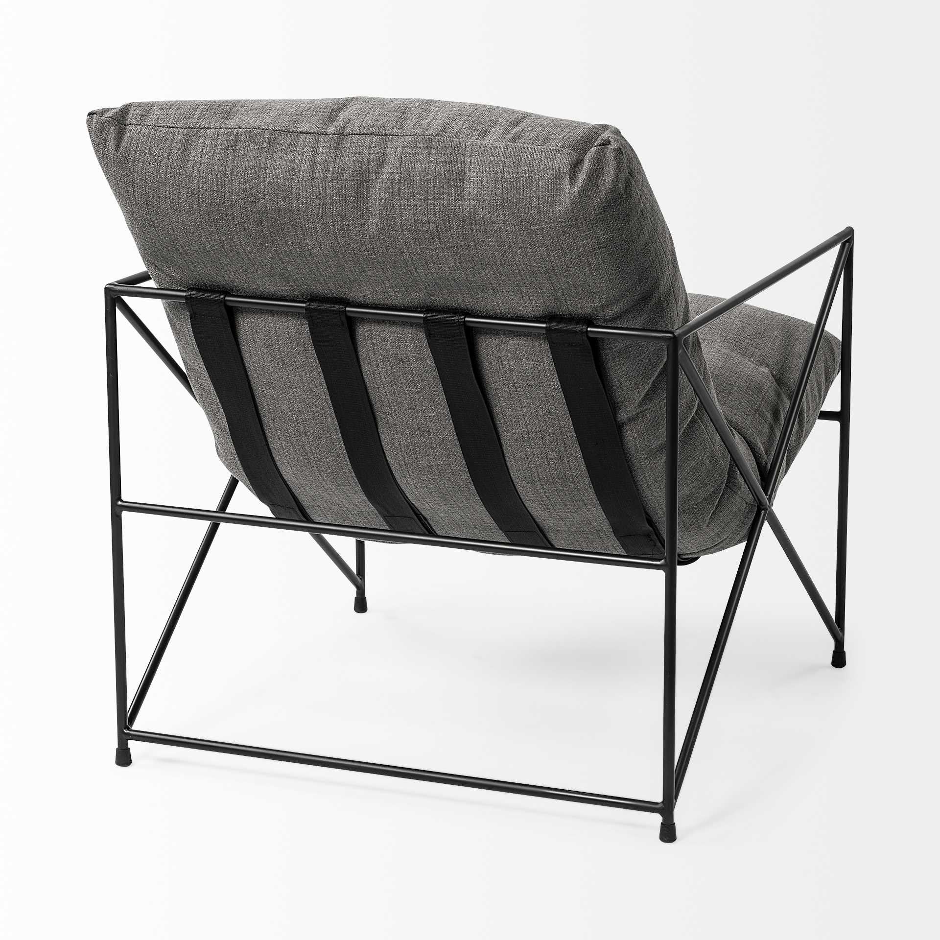 Grey Fabric Wrap Accent Chair with Black Metal Frame By Homeroots - Image 6