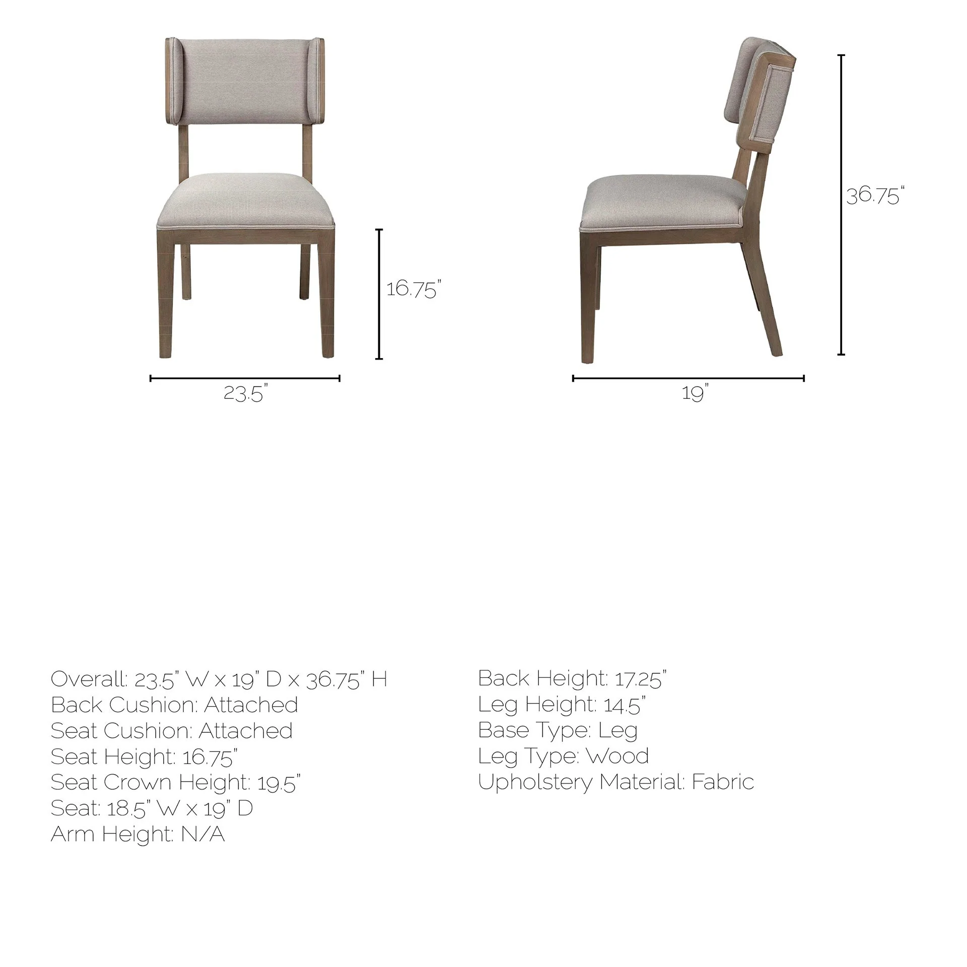 Grey Fabric Wrap With Brown Wooden Base Dining Chair By Homeroots - Image 16