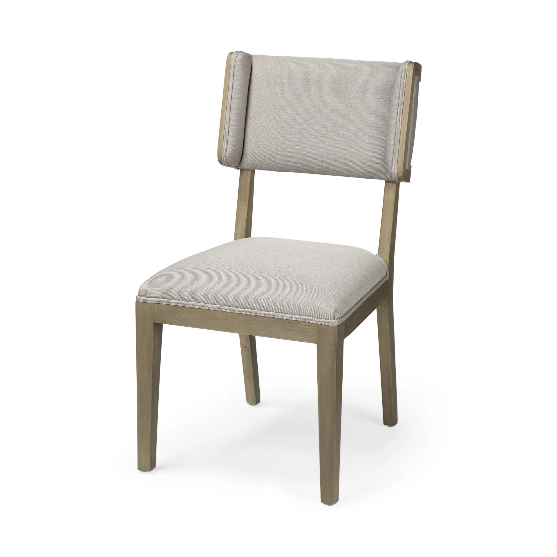 Grey Fabric Wrap With Brown Wooden Base Dining Chair By Homeroots - Image 2
