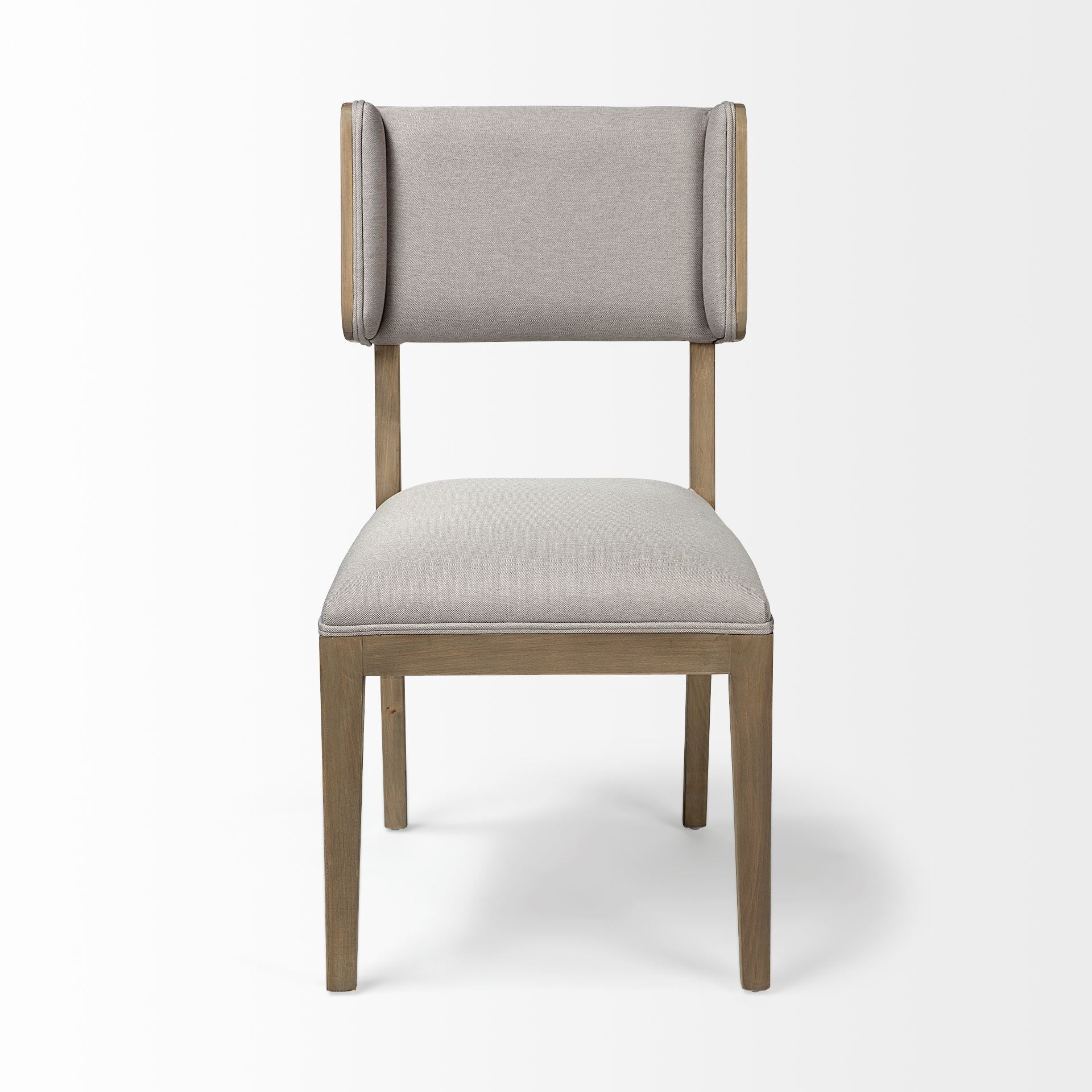 Grey Fabric Wrap With Brown Wooden Base Dining Chair By Homeroots - Image 3