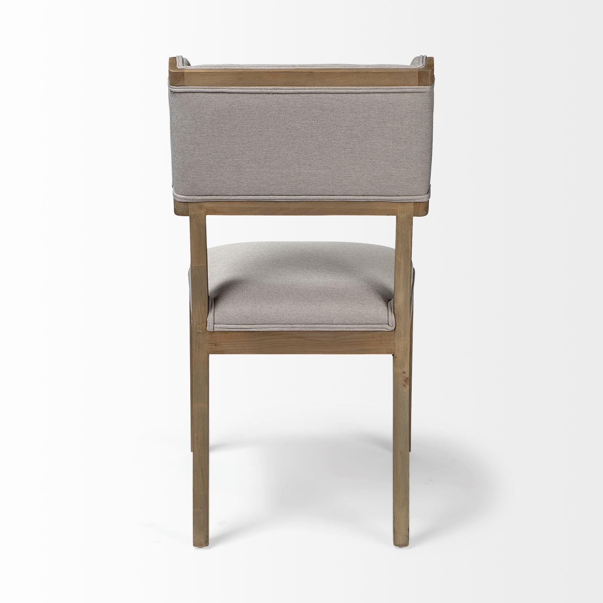 Grey Fabric Wrap With Brown Wooden Base Dining Chair By Homeroots - Image 5