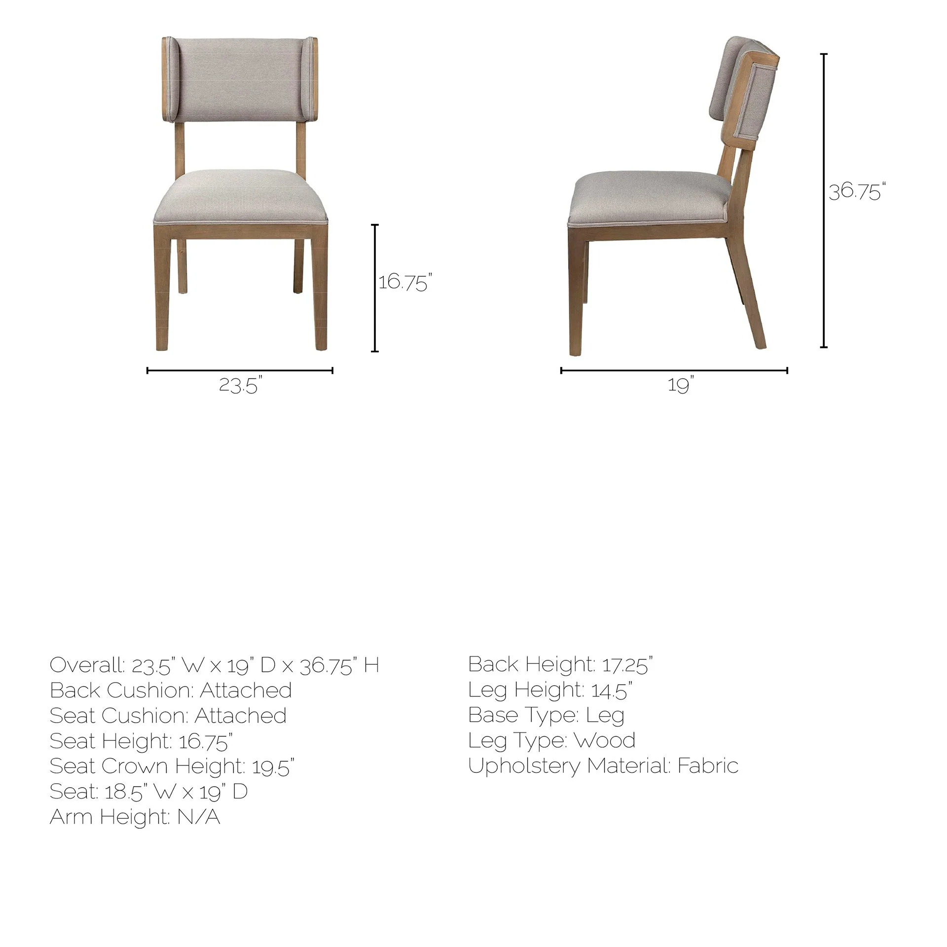 Grey Fabric Wrap With Brown Wooden Base Dining Chair By Homeroots - Image 8