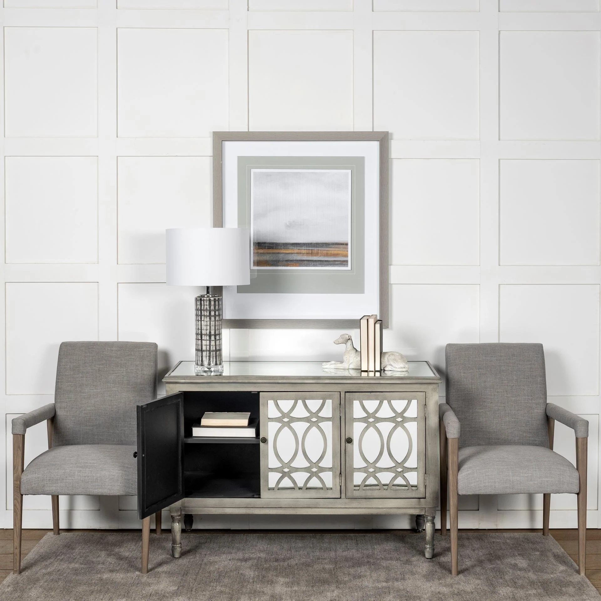 Grey Fabric Wrap With Brown Wooden Frame Dining Chair By Homeroots - Image 2