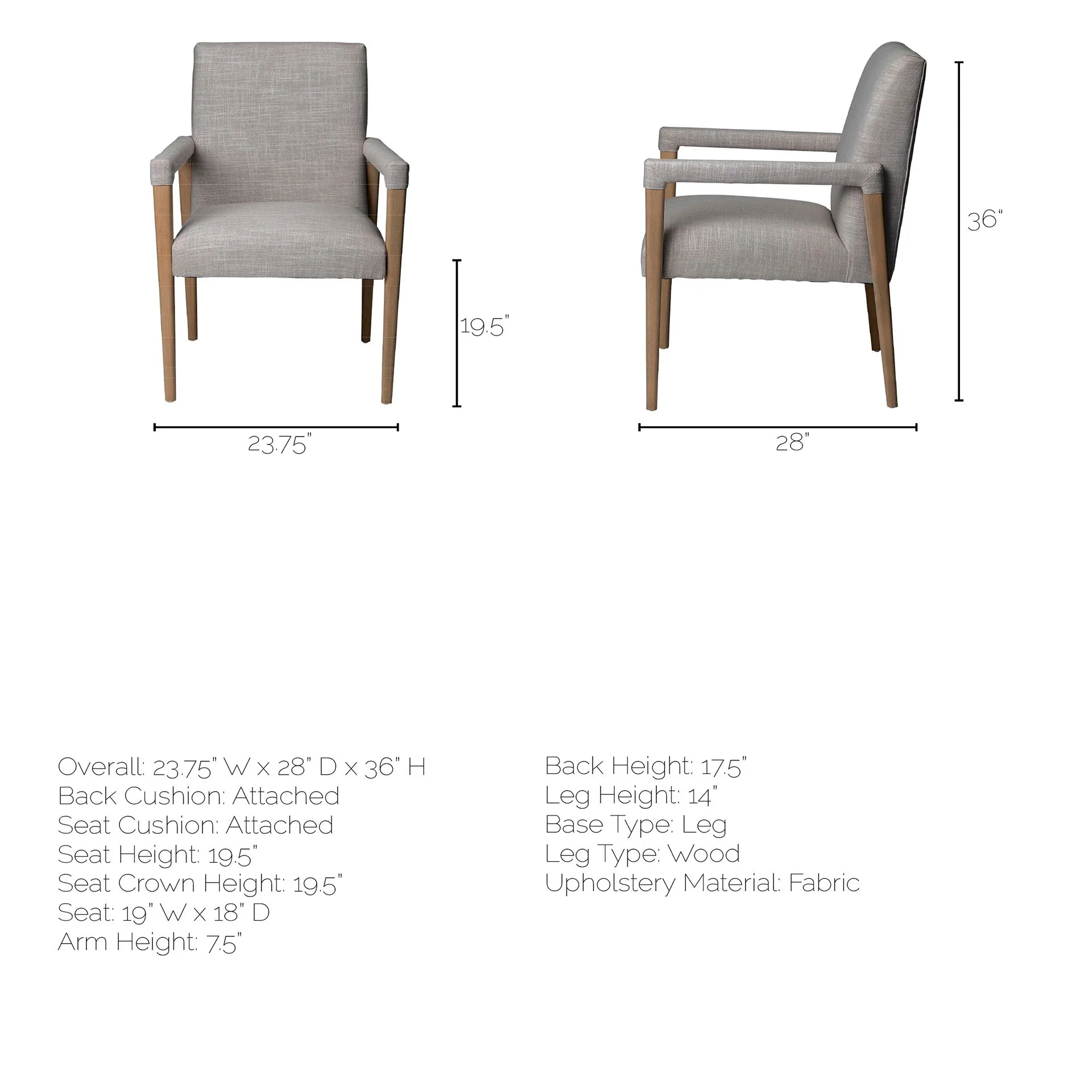 Grey Fabric Wrap With Brown Wooden Frame Dining Chair By Homeroots - Image 9