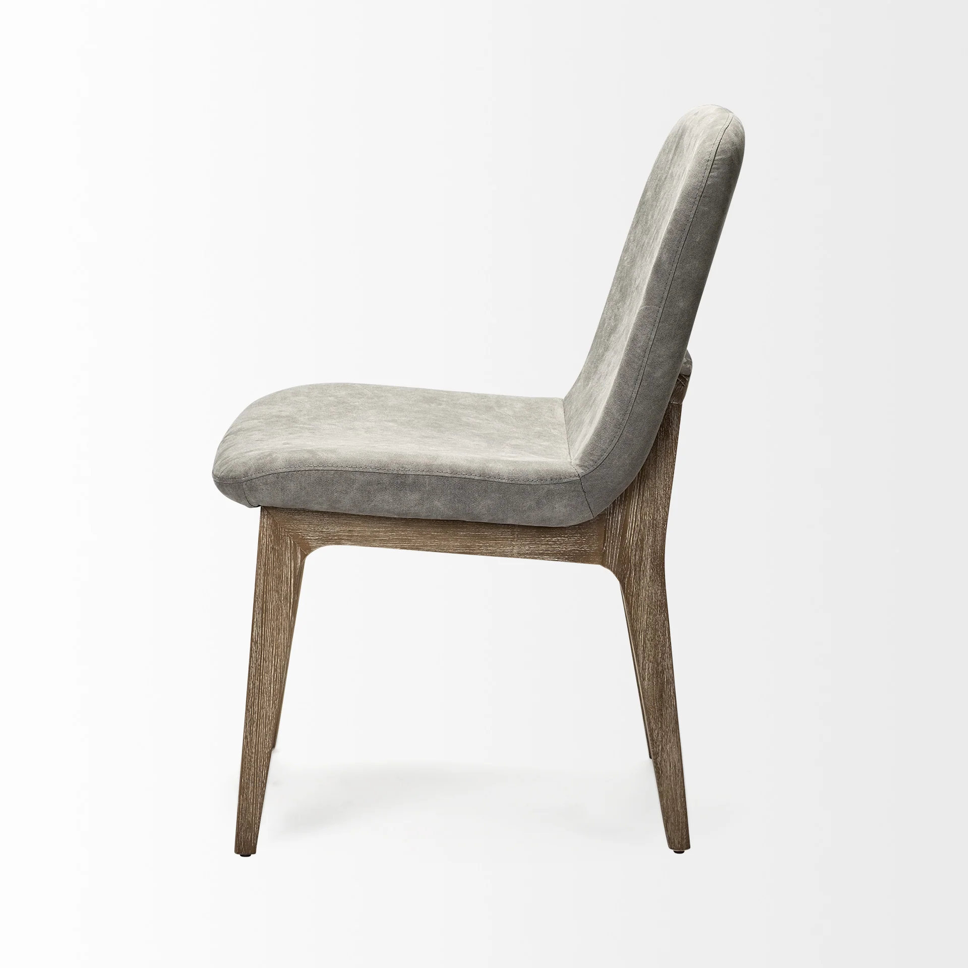 Grey Fabric Wrap With Medium Brown Wood Base Dining Chair By Homeroots - Image 4