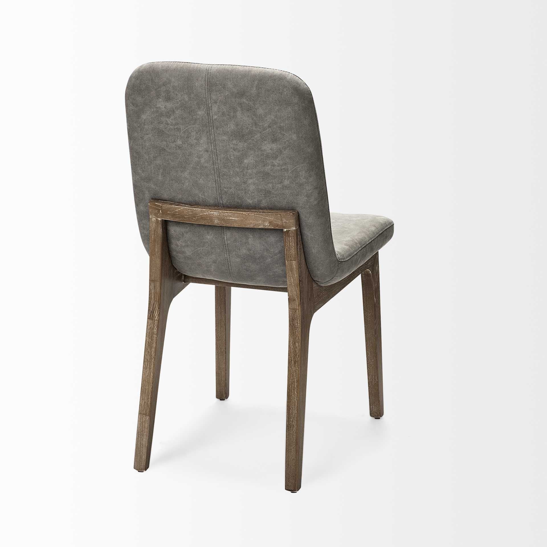 Grey Fabric Wrap With Medium Brown Wood Base Dining Chair By Homeroots - Image 6