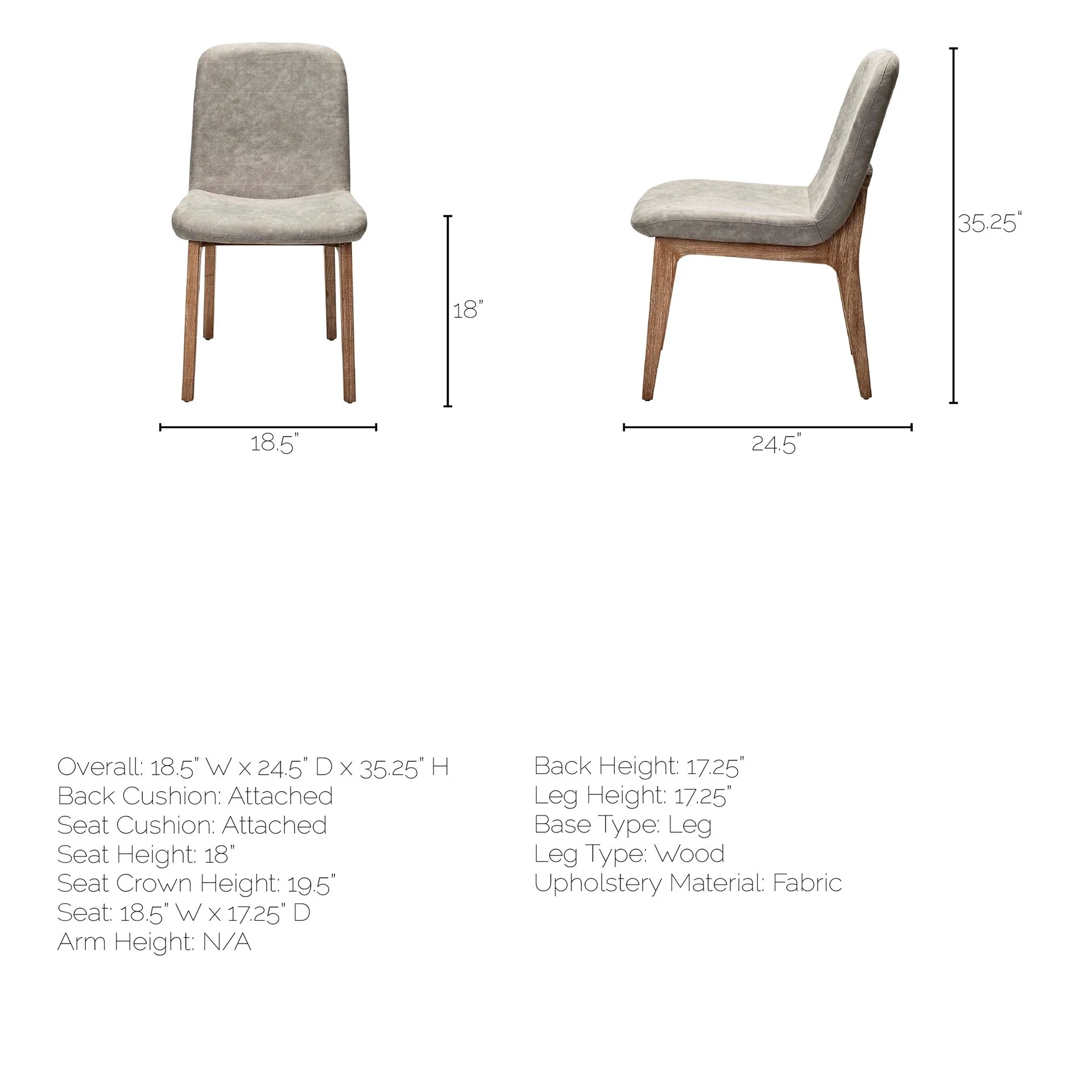 Grey Fabric Wrap With Medium Brown Wood Base Dining Chair By Homeroots - Image 8