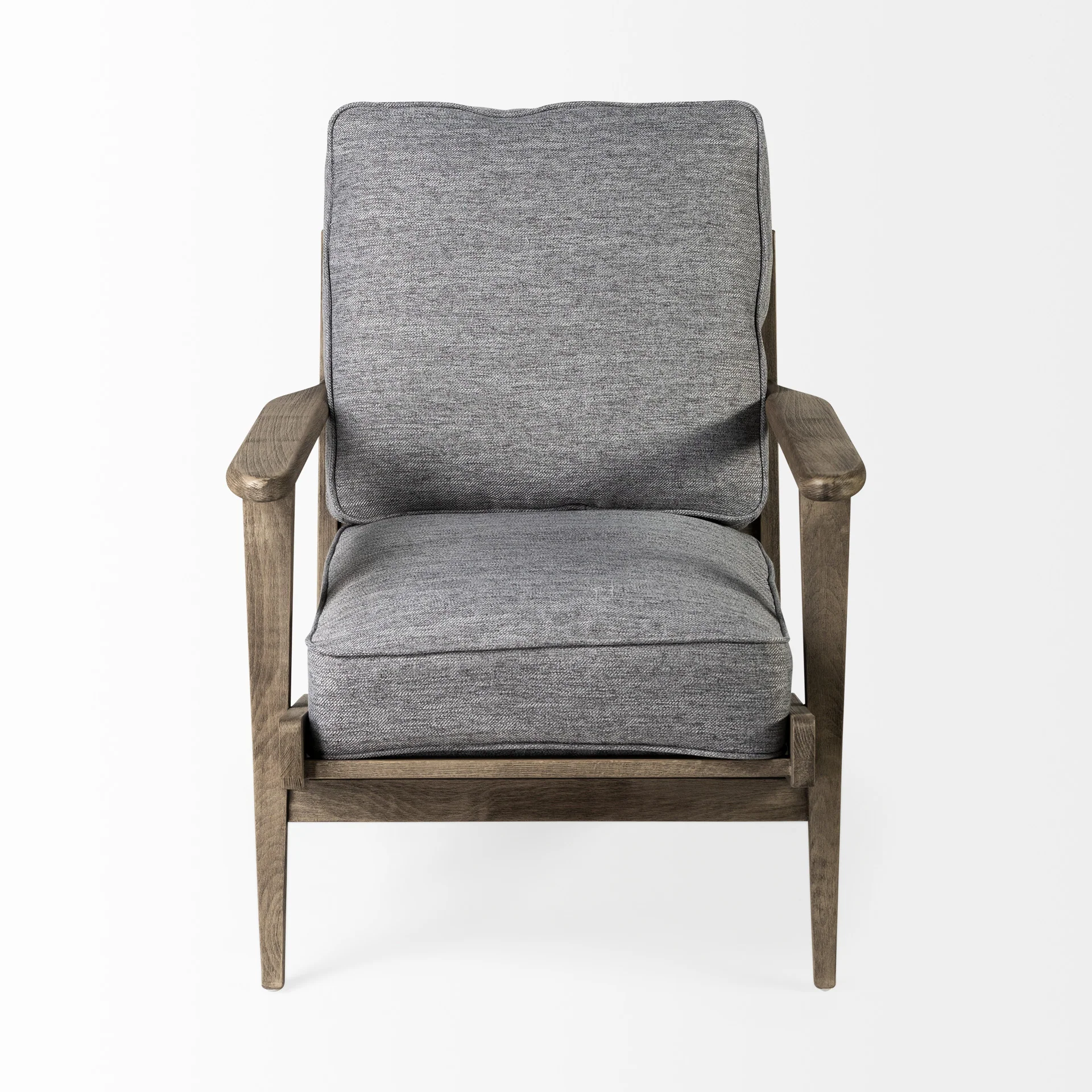 Grey Fabric Wrapped Medium Brown Accent Chair with Wooden Frame By Homeroots - Image 2