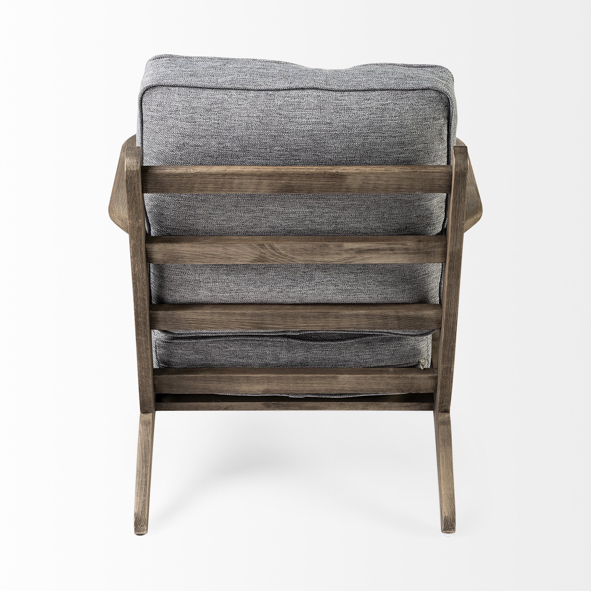 Grey Fabric Wrapped Medium Brown Accent Chair with Wooden Frame By Homeroots - Image 4