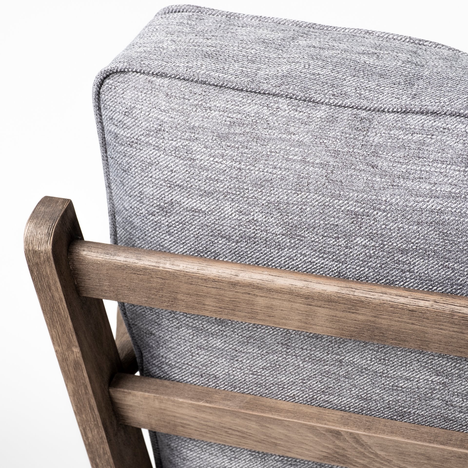 Grey Fabric Wrapped Medium Brown Accent Chair with Wooden Frame By Homeroots - Image 6