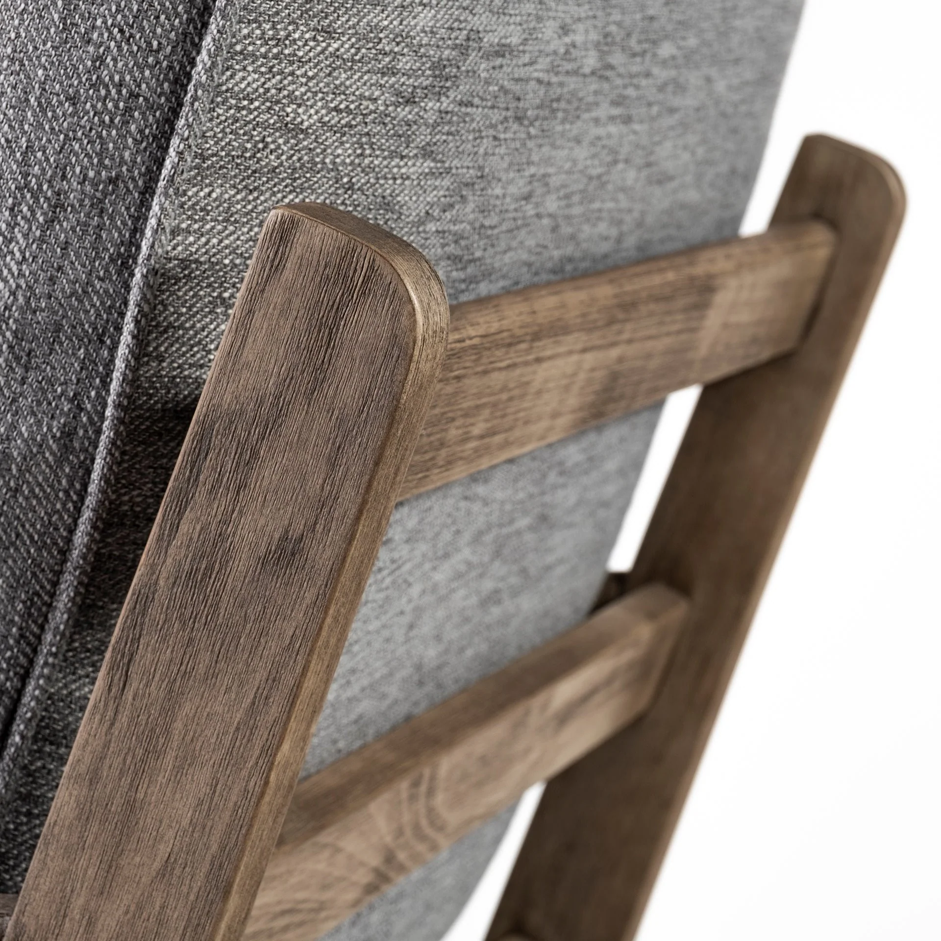 Grey Fabric Wrapped Medium Brown Accent Chair with Wooden Frame By Homeroots - Image 7