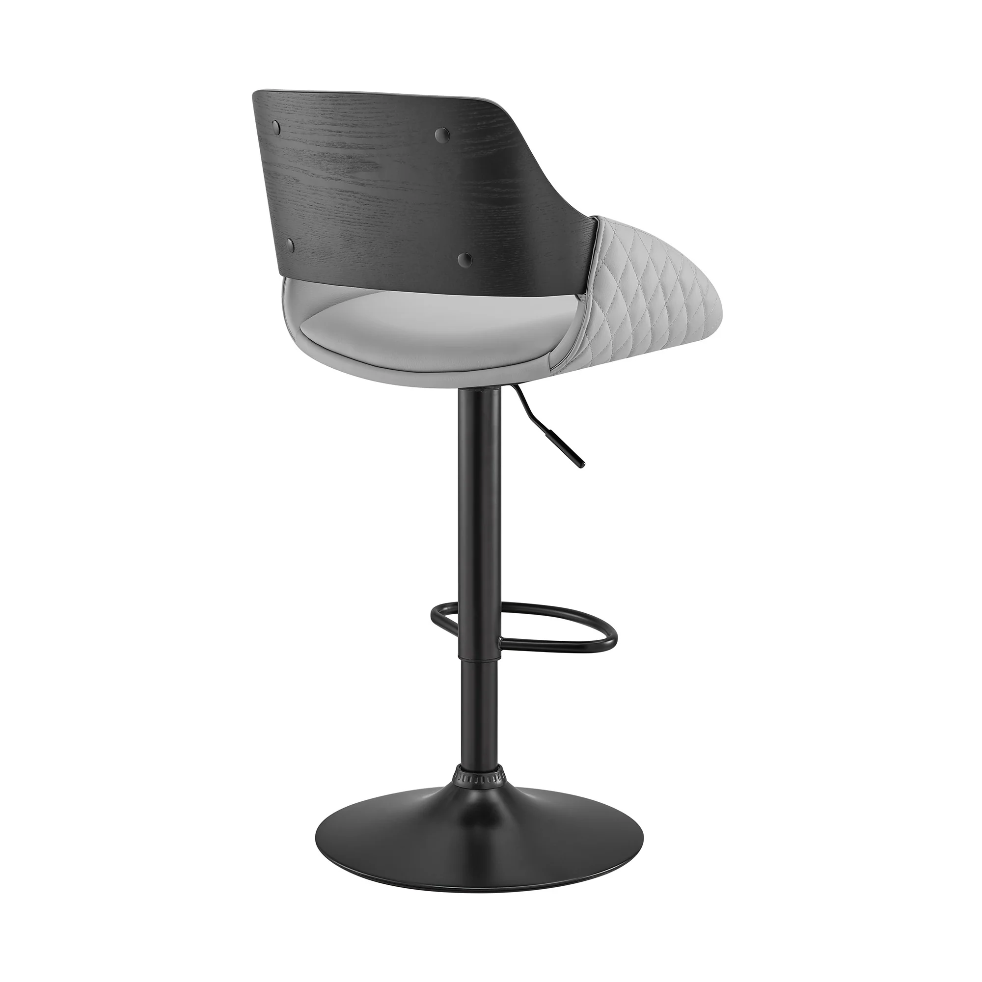 Grey Faux Leather Adjustable Black Swivel Bar Stool By Homeroots - Image 5