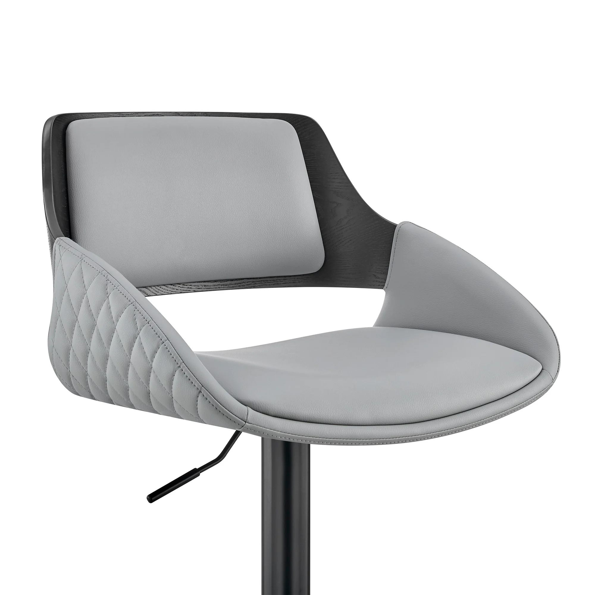 Grey Faux Leather Adjustable Black Swivel Bar Stool By Homeroots - Image 7