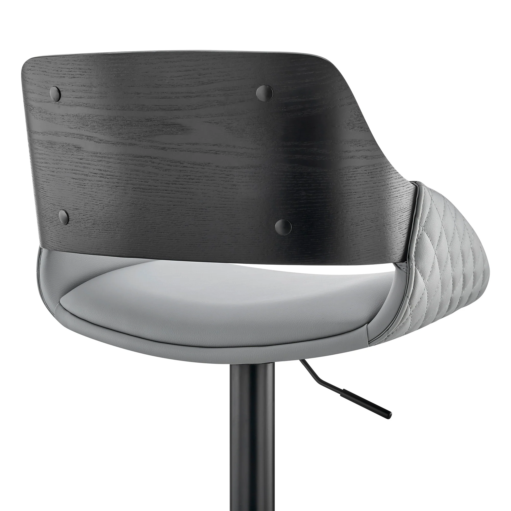 Grey Faux Leather Adjustable Black Swivel Bar Stool By Homeroots - Image 8
