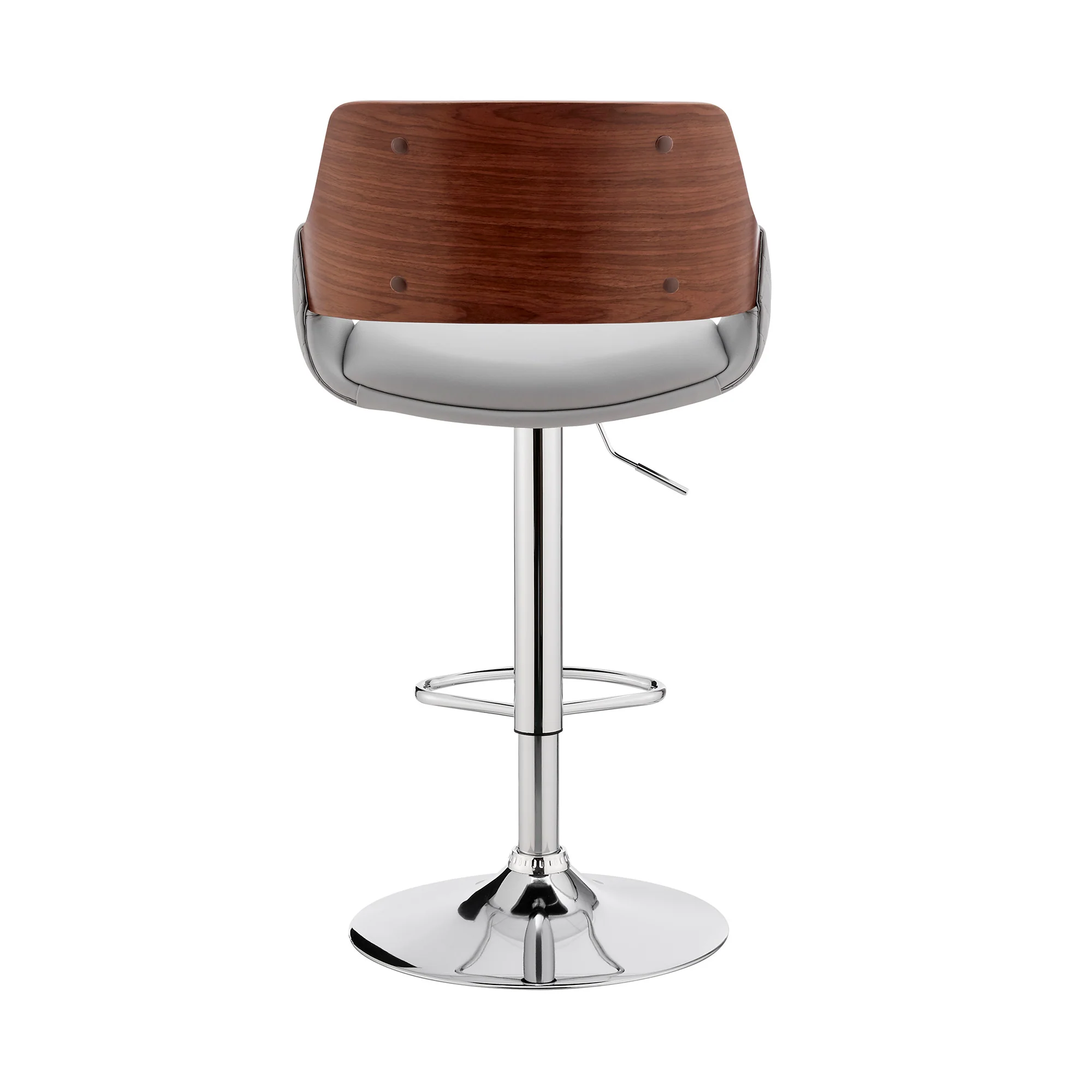 Grey Faux Leather Adjustable Chrome Swivel Bar Stool By Homeroots - Image 6