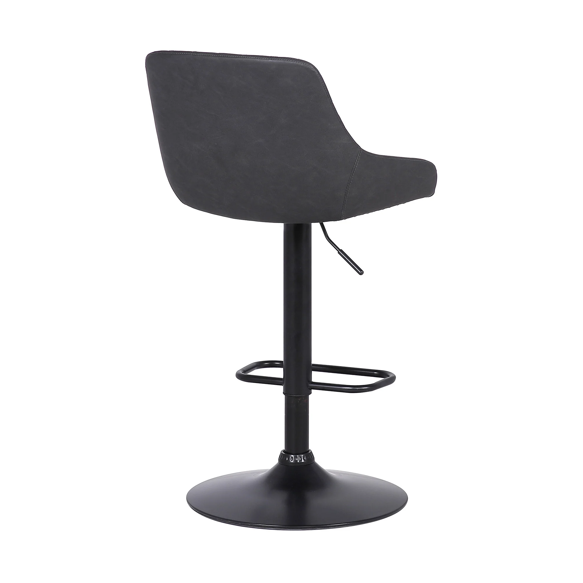 Grey Faux Leather and Black Metal Back Tufted Adjustable Bar Stool By Homeroots - Image 5