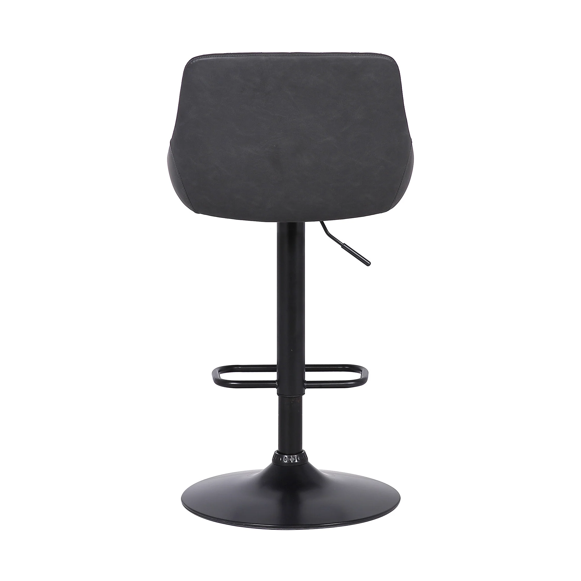 Grey Faux Leather and Black Metal Back Tufted Adjustable Bar Stool By Homeroots - Image 6