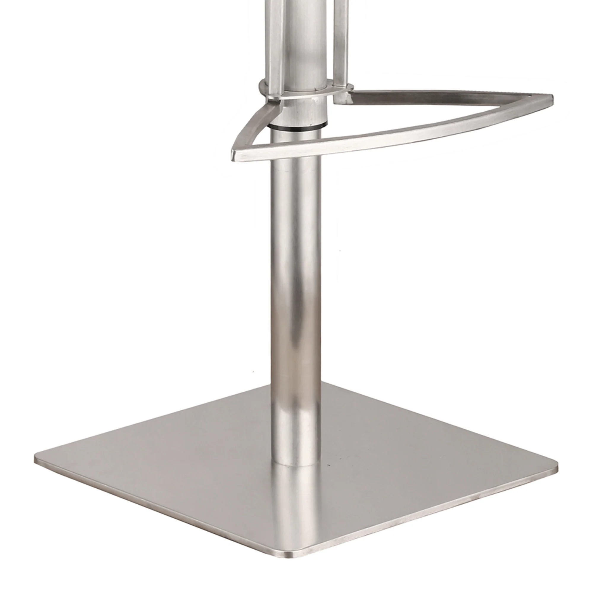 Grey Faux Leather Armless Swivel Bar Stool with Brushed Stainless Steel Base By Homeroots - Image 4