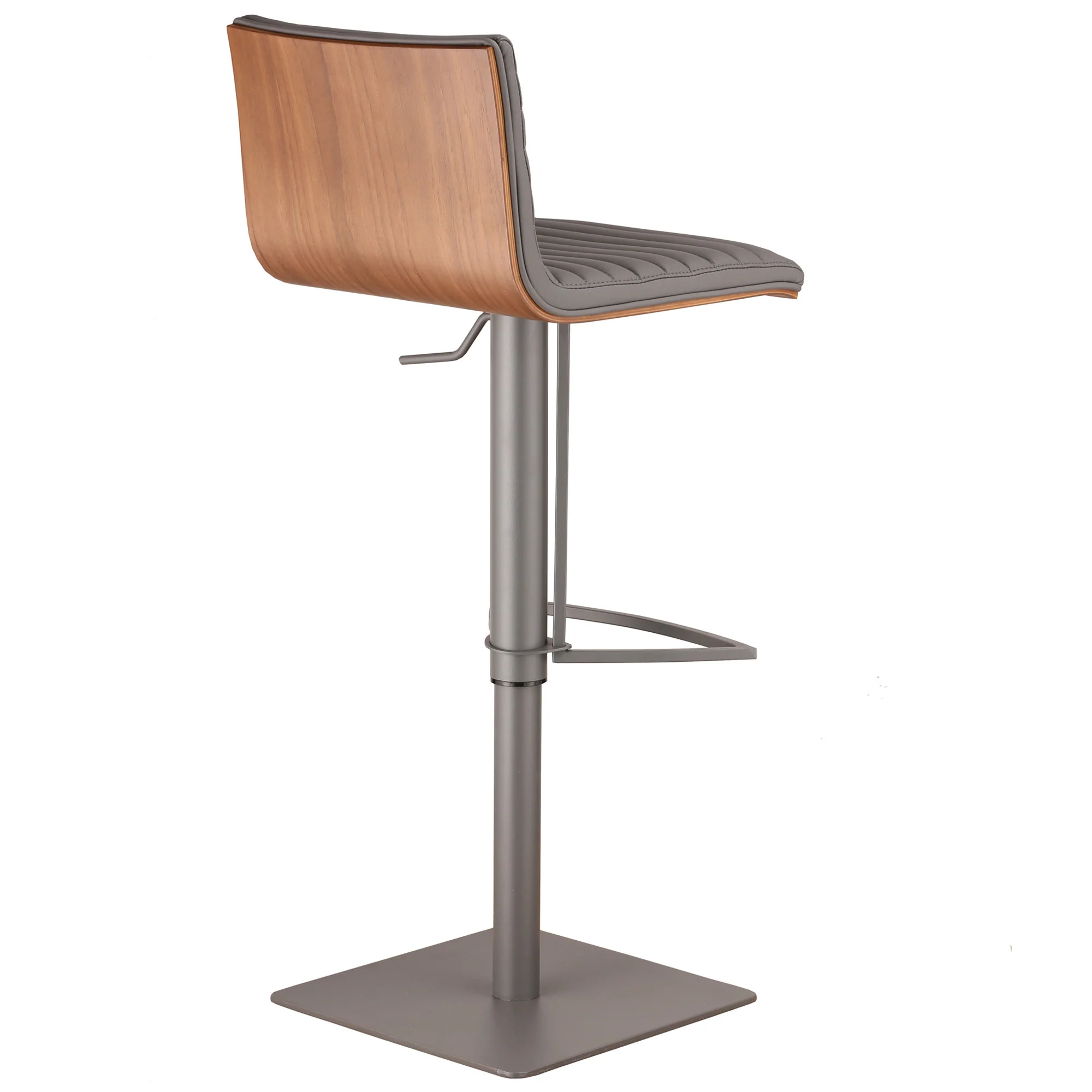 Grey Faux Leather Armless Swivel Bar Stool with Grey Metal Base By Homeroots - Image 2