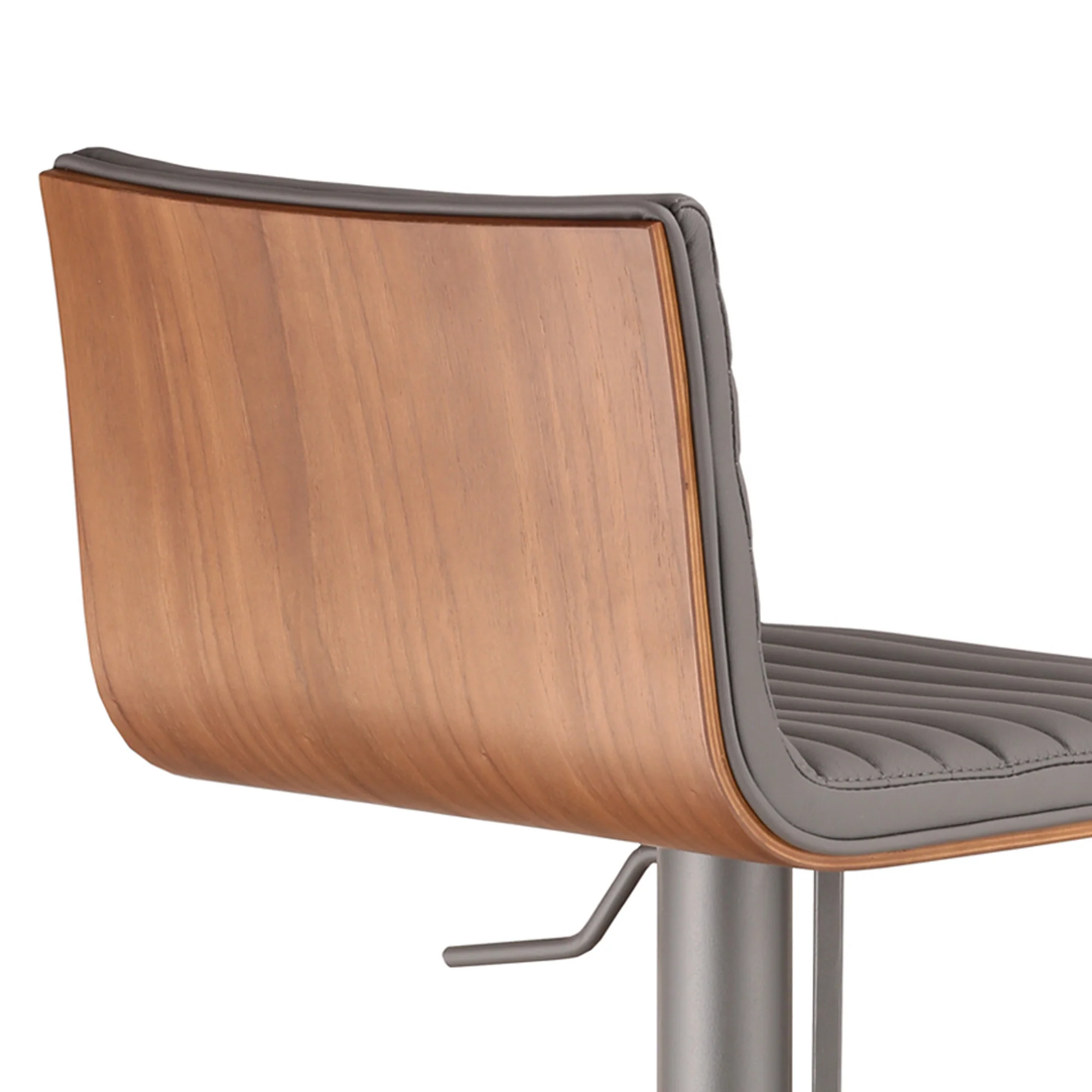 Grey Faux Leather Armless Swivel Bar Stool with Grey Metal Base By Homeroots - Image 4