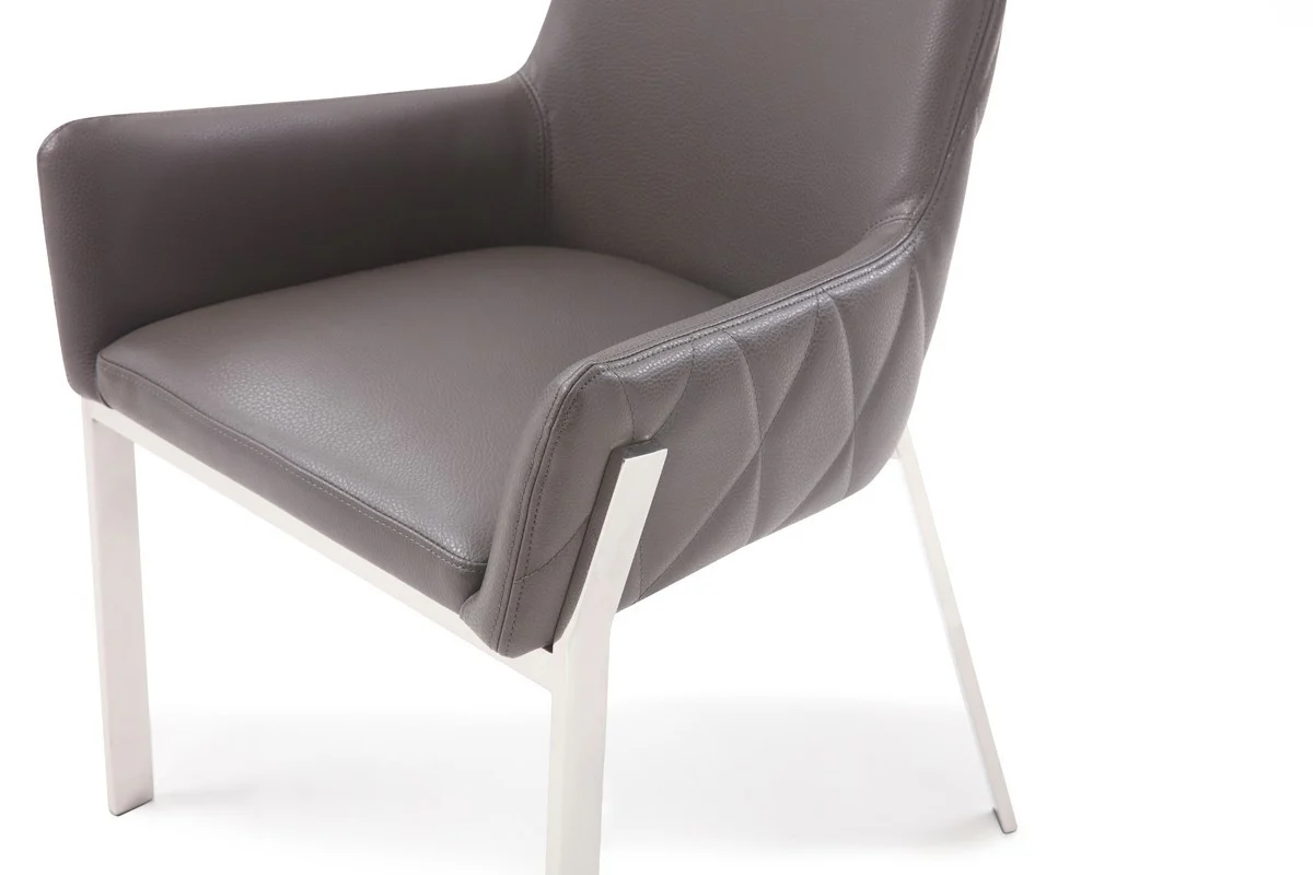 Grey Faux Leather Dining Chair By Homeroots - Image 3
