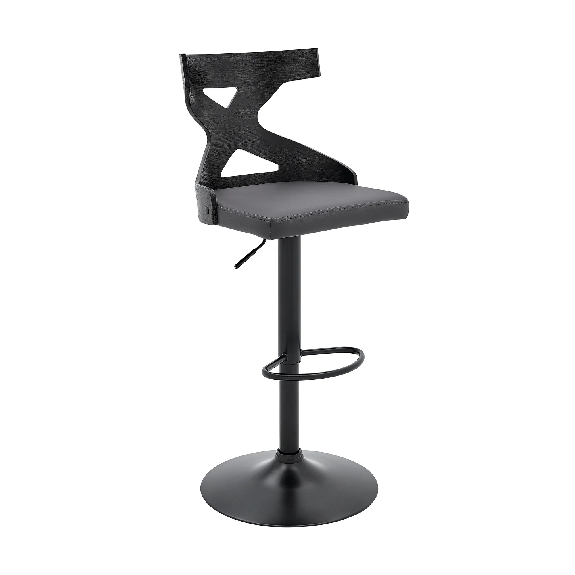 Grey Faux Leather Stylish Curved Back Bar Stool By Homeroots - Image 2