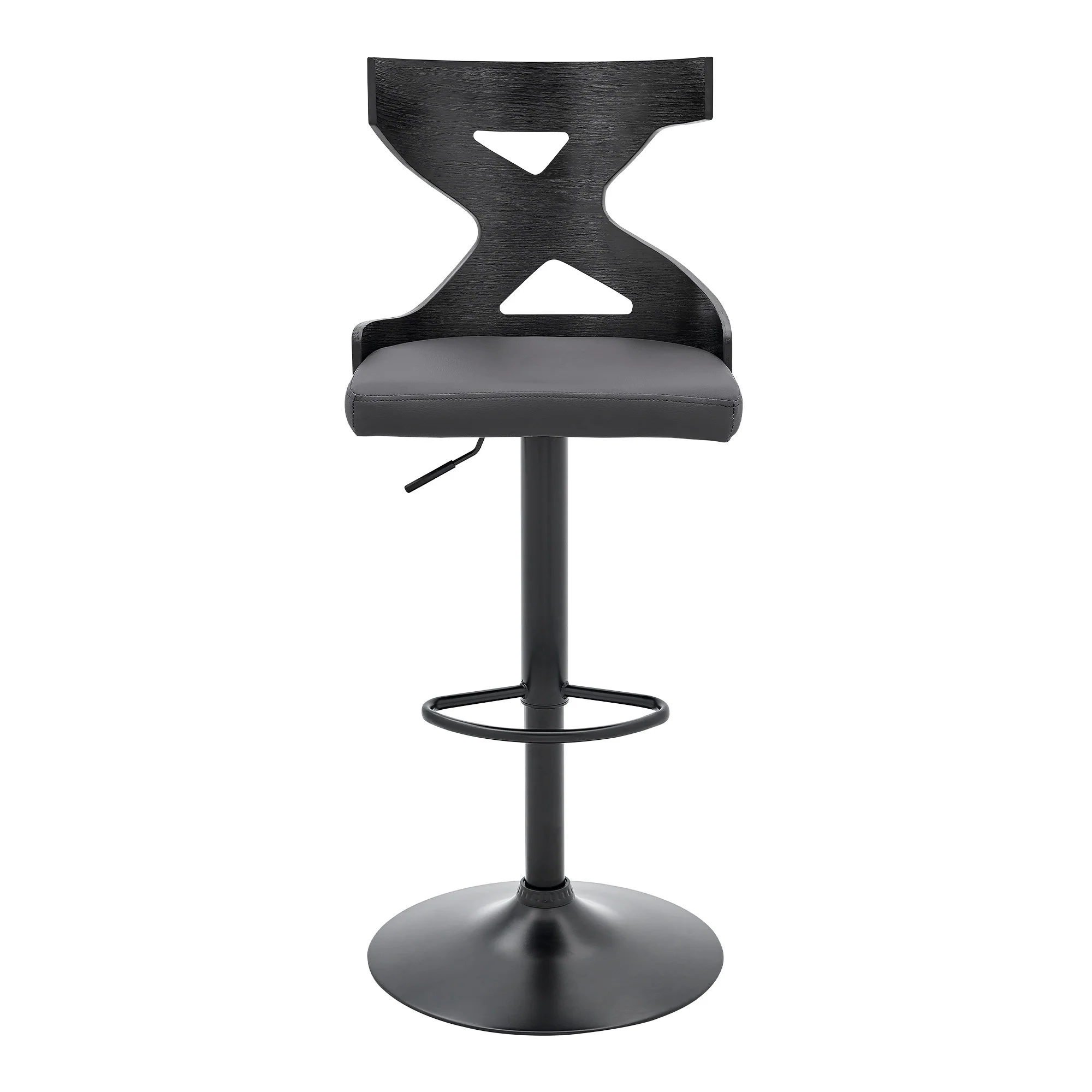 Grey Faux Leather Stylish Curved Back Bar Stool By Homeroots - Image 3