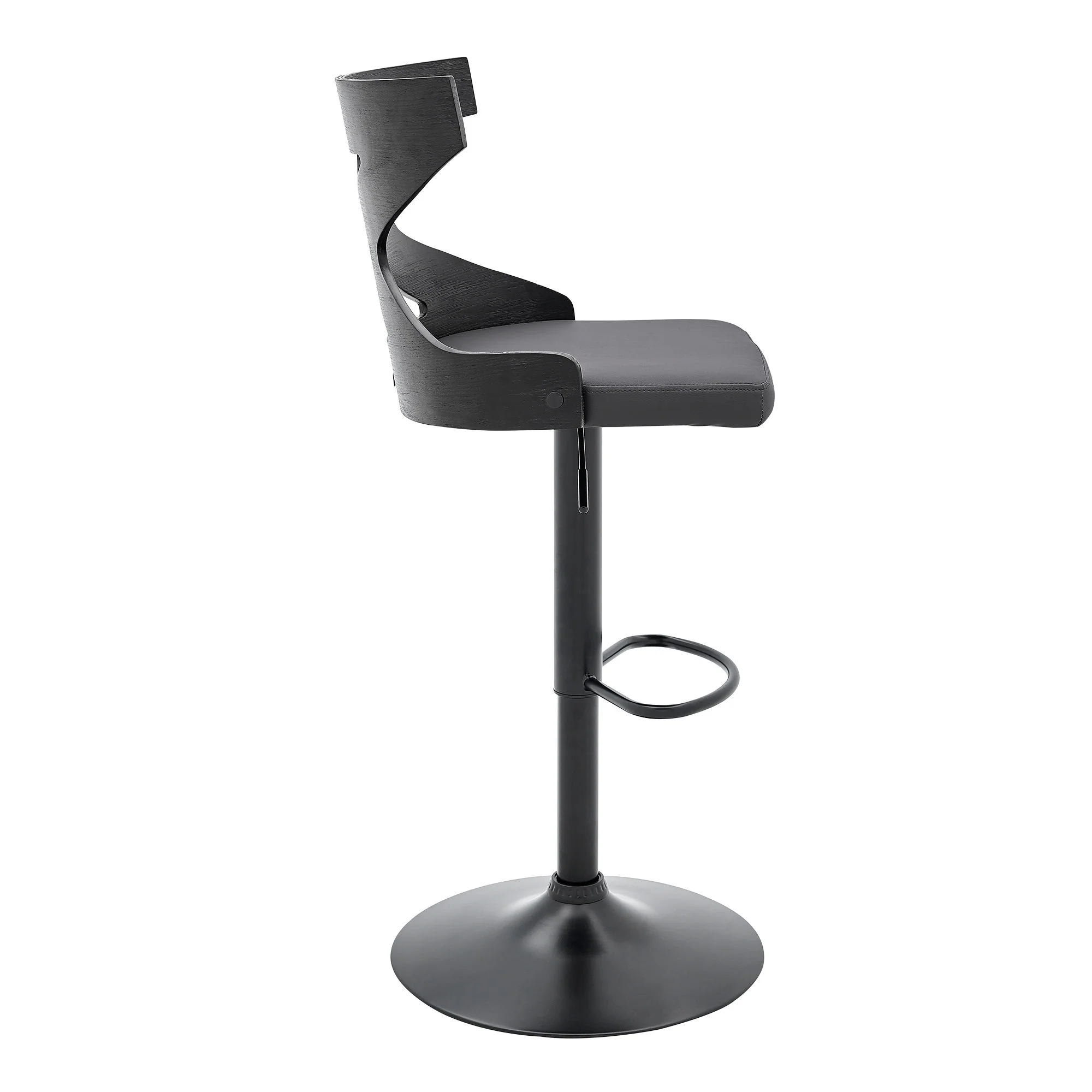 Grey Faux Leather Stylish Curved Back Bar Stool By Homeroots - Image 4